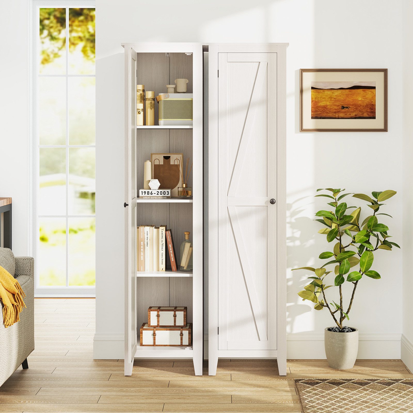 COSTWAY Hochschrank Badschrank schmal mit Tür günstig online kaufen