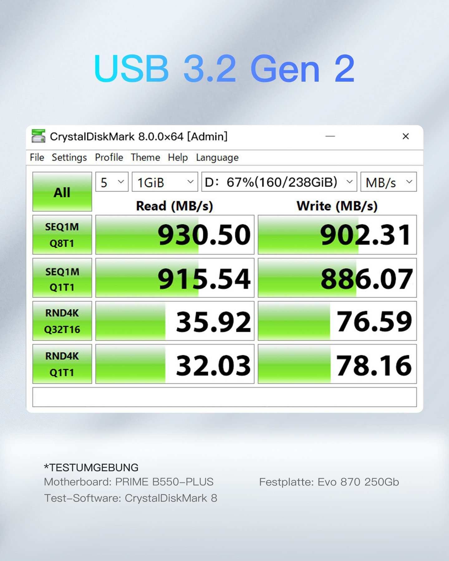 2 Adapter Gehäuse, Festplatten-Gehäuse USB Gen M.2 3.2 NVMe Inateck SSD