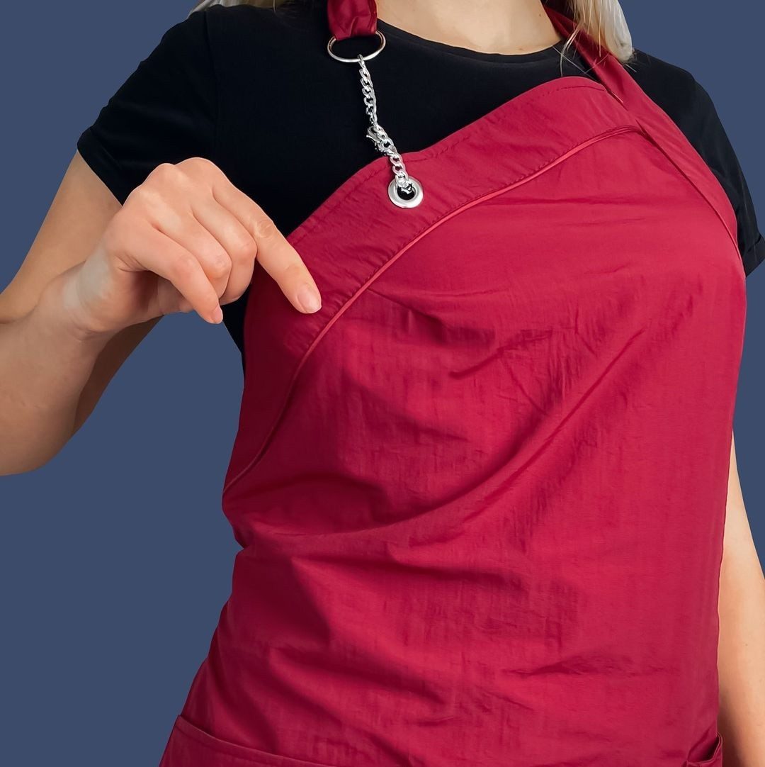 STM Company Kittelschürze Chain Schürze mit Kette, Friseurschürze, (mit Taschen, für Friseure, Kosmetikerinnen, Küche), Arbeitskleidung & Berufsbekleidung