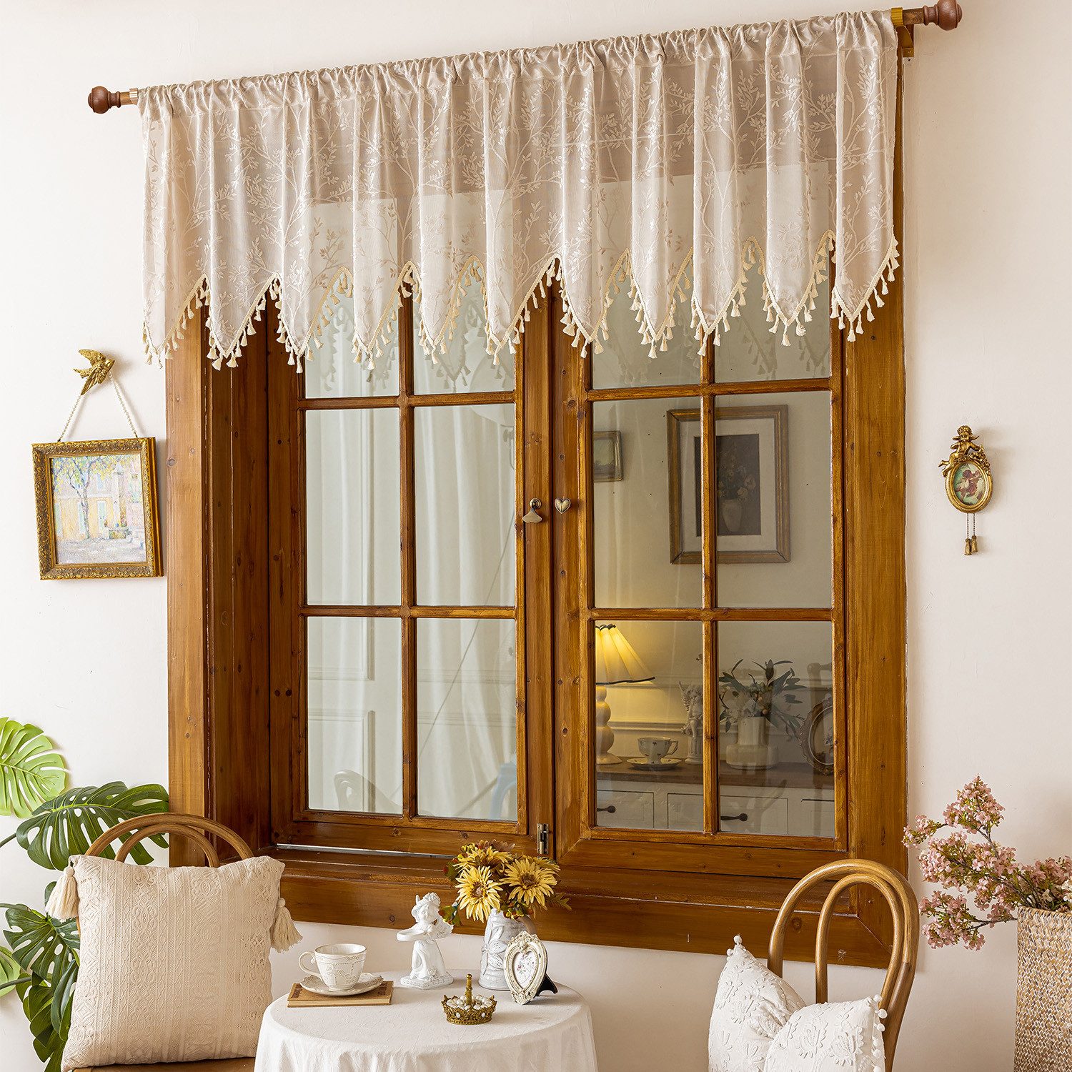 BYSURE Scheibengardine (1 St), Stangendurchzug, Kleine Vorhänge mit Quasten günstig online kaufen