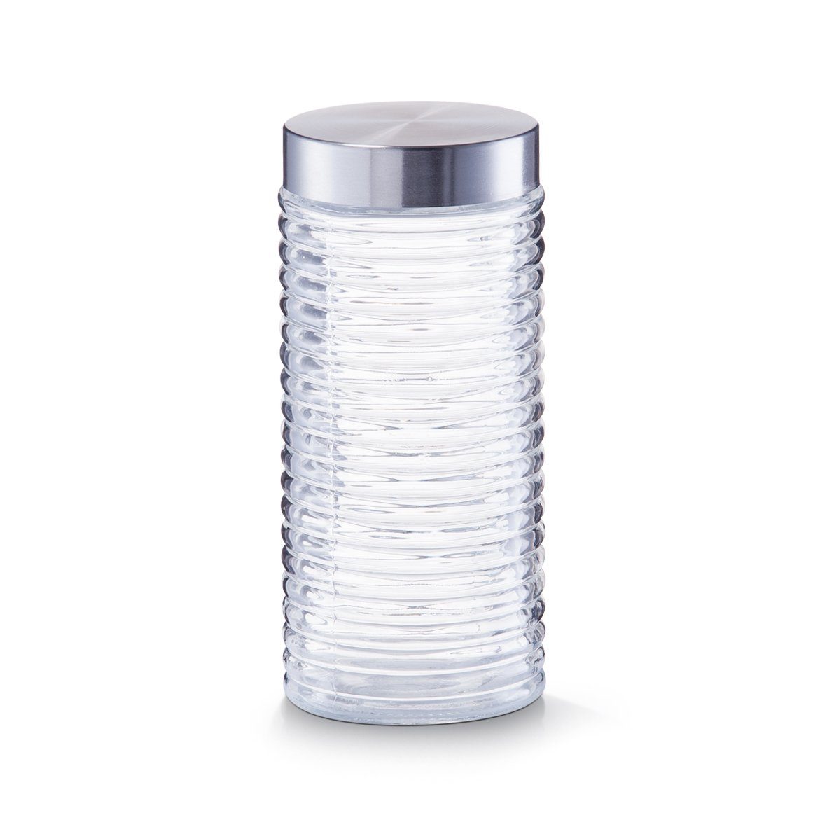 Zeller Present Vorratsglas Vorratsglas Glas, ml, gerillt mit in Lebensmittelaufbewahrung, Edelstahldeckel verschiedenen Größen 1400 erhältlich Vorratsdose Edelstahl, (1-tlg)