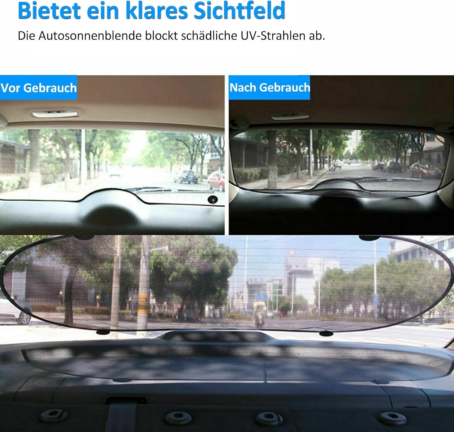 FELIXLEO Autosonnenschutz Sonnenschutz Heckscheibe Auto, Faltbare Mesh Blende 4 Saugnäpfe 100x50 – Bild 4 von 5