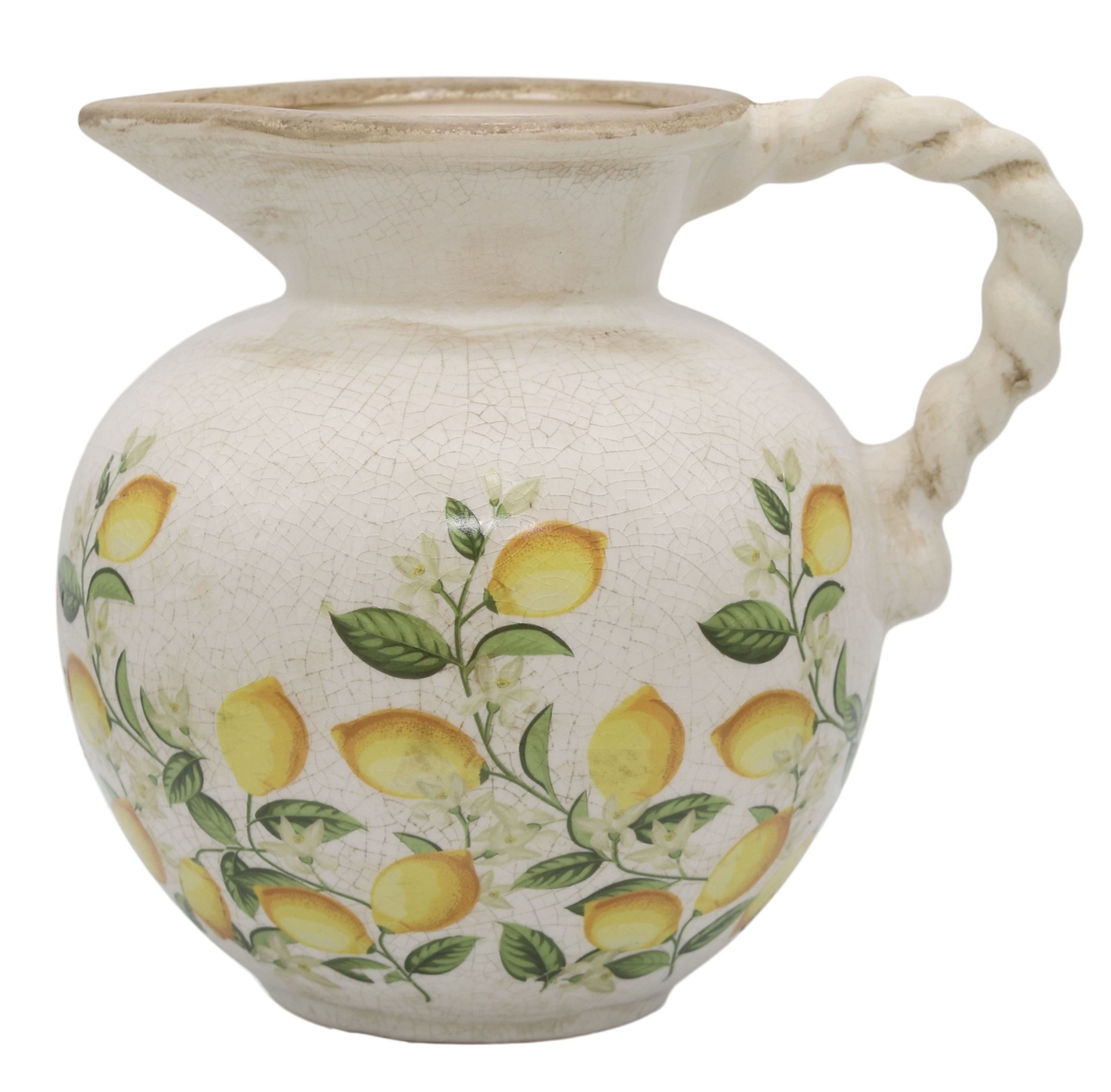Chic Antique Blumentopf Chic Antique - Kanne Krug für Blumen Vase Blumenvase Zitronenmotiv