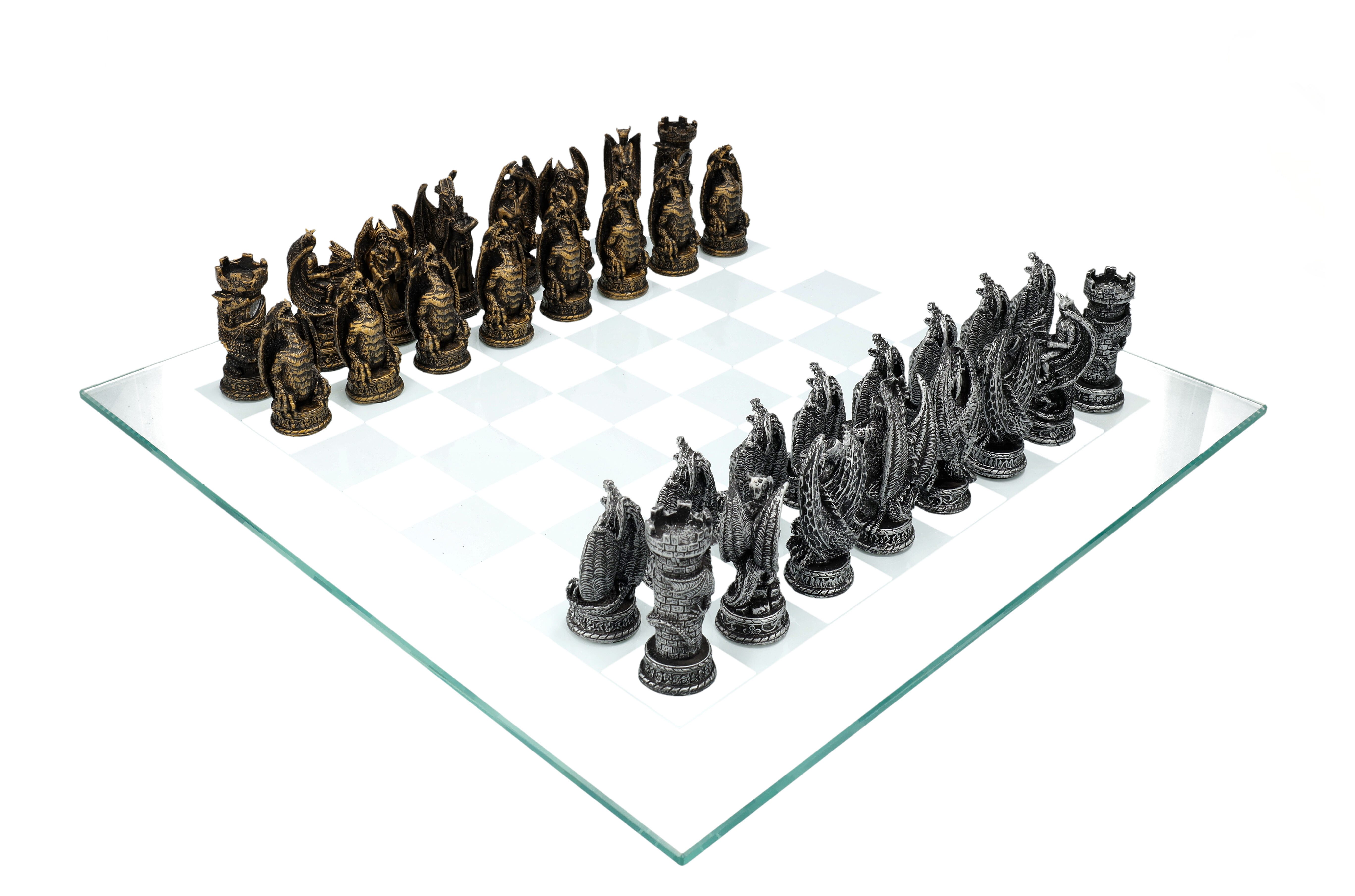 Figuren Shop GmbH Spiel Schachspiel Fantasy - Drachen - Mythologie Schach Dekoration