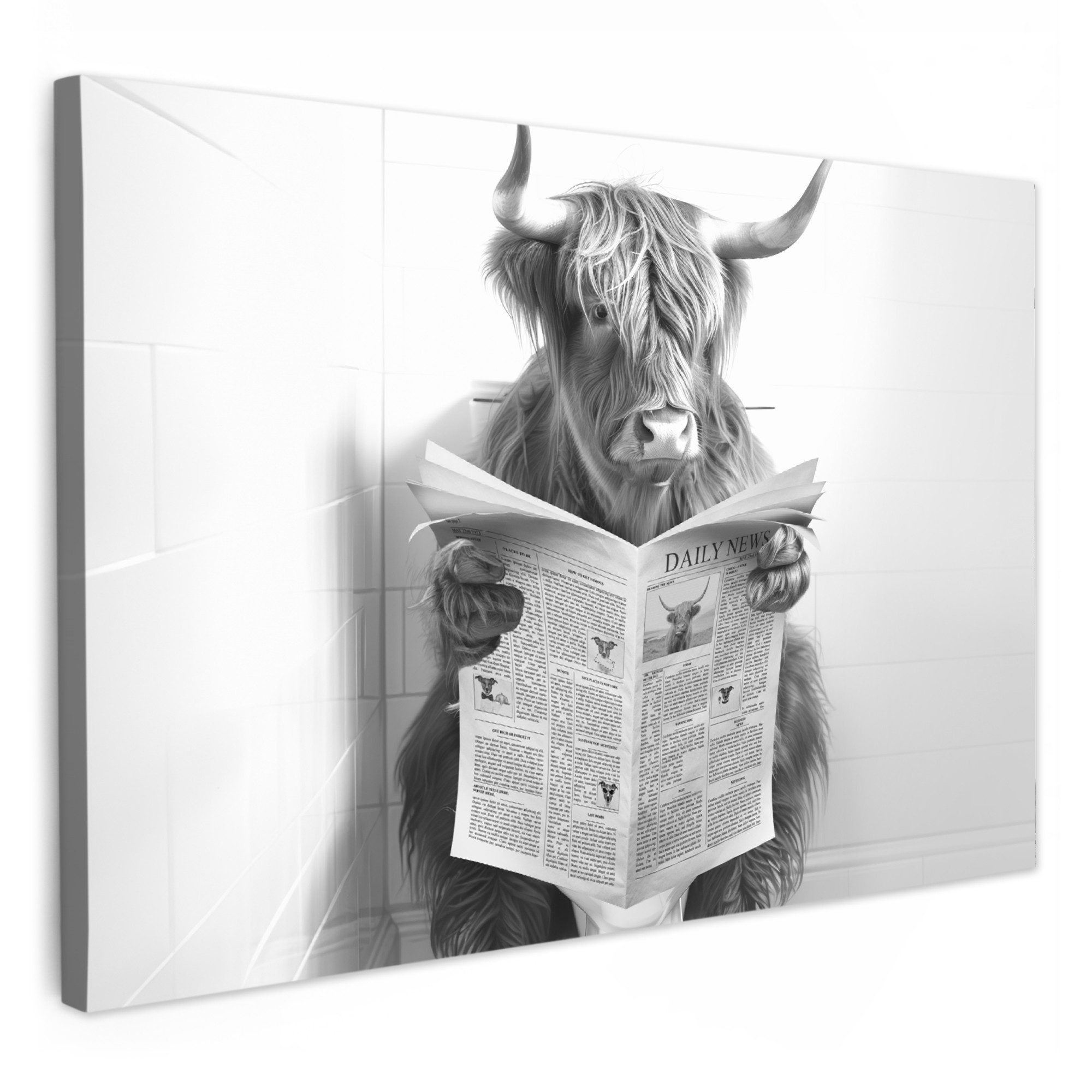 OneMillionCanvasses® Leinwandbild Schottischer Hochländer - Tier - Zeitung günstig online kaufen