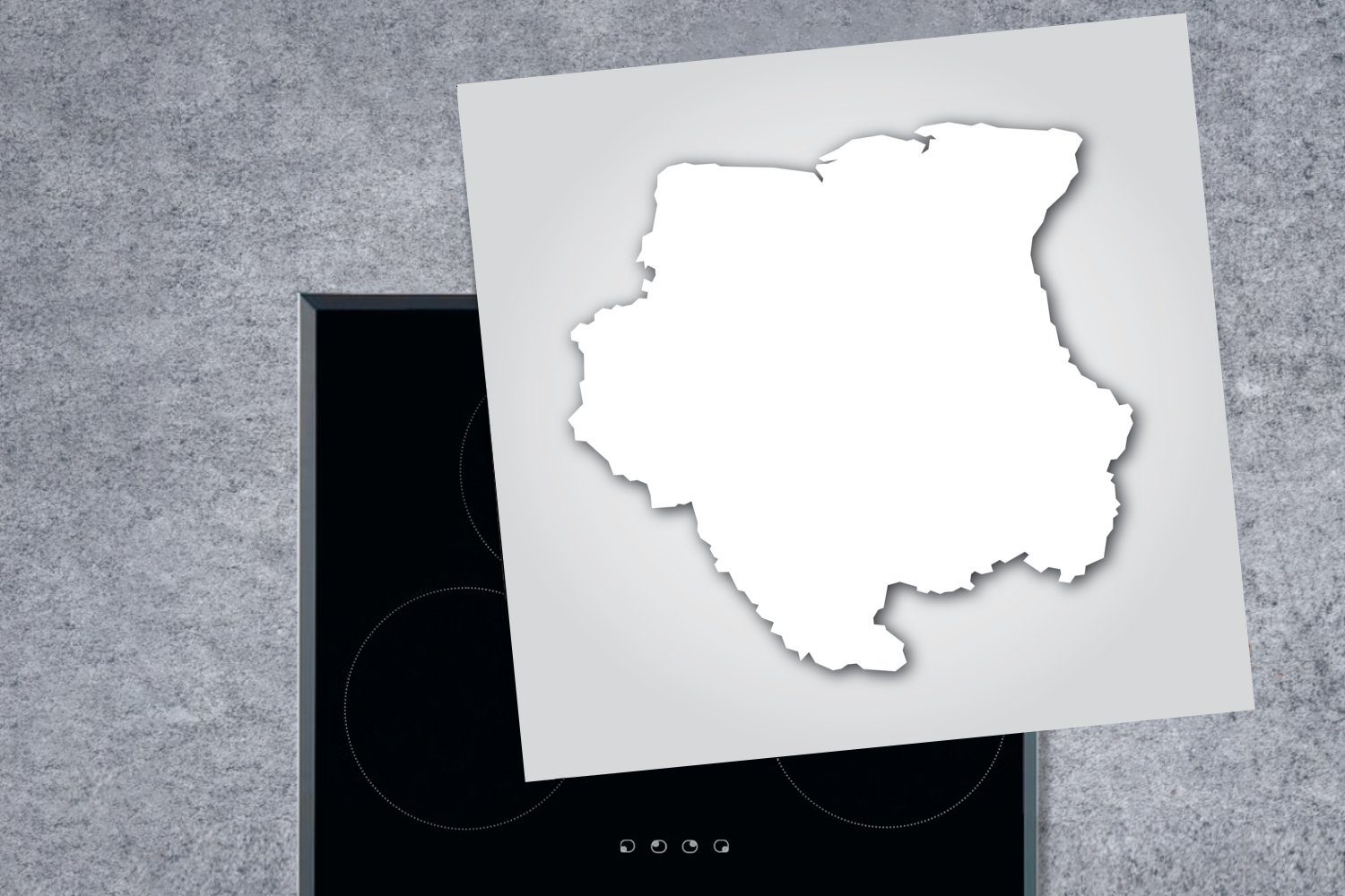 Eine Weiß, von in Arbeitsplatte Karte Ceranfeldabdeckung, Vinyl, Suriname cm, (1 Illustration küche für Herdblende-/Abdeckplatte 78x78 tlg), MuchoWow der