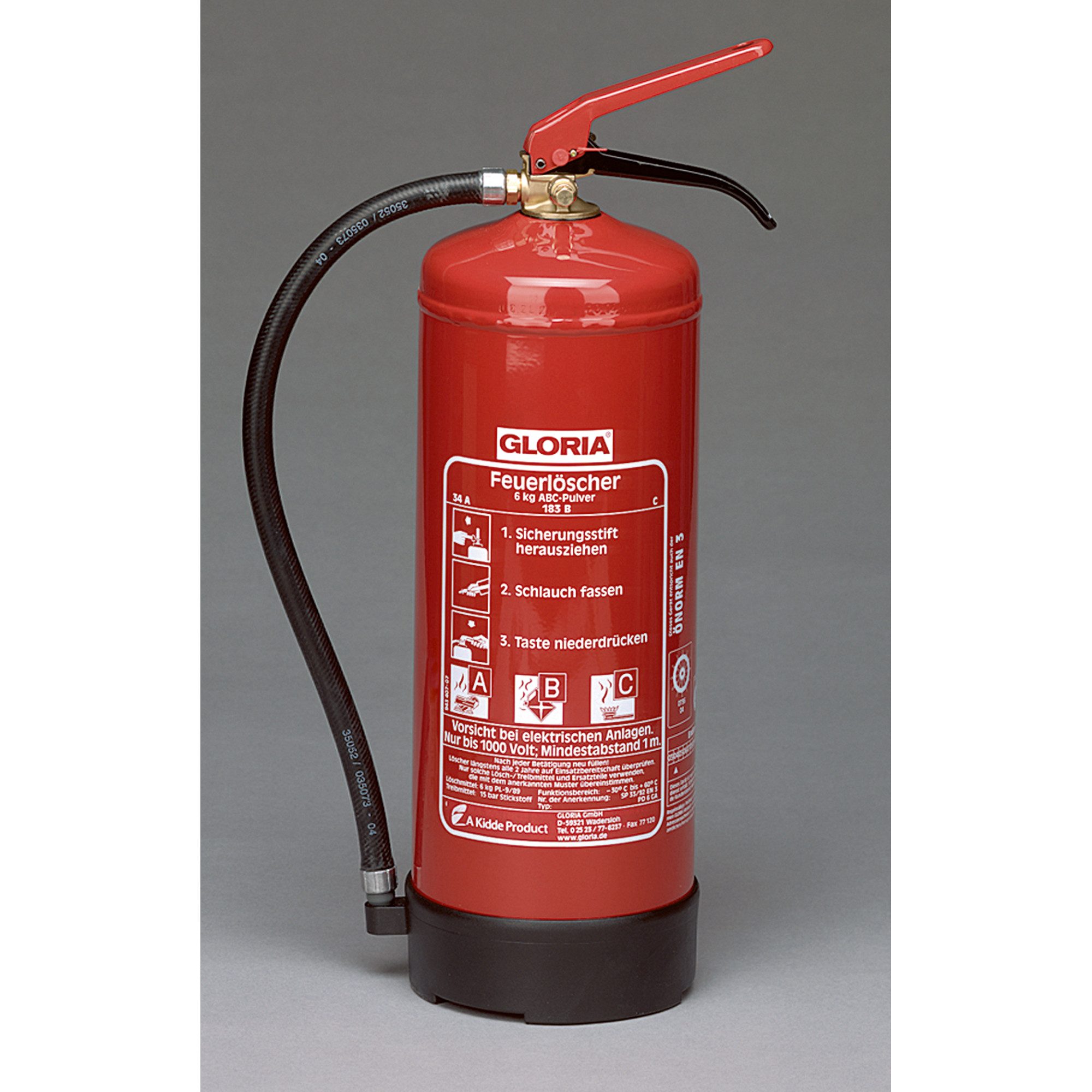 Gloria Kettenschloss Handfeuerlöscher PD 6 GA 2101.0000 Brandklasse 34 A/183 B