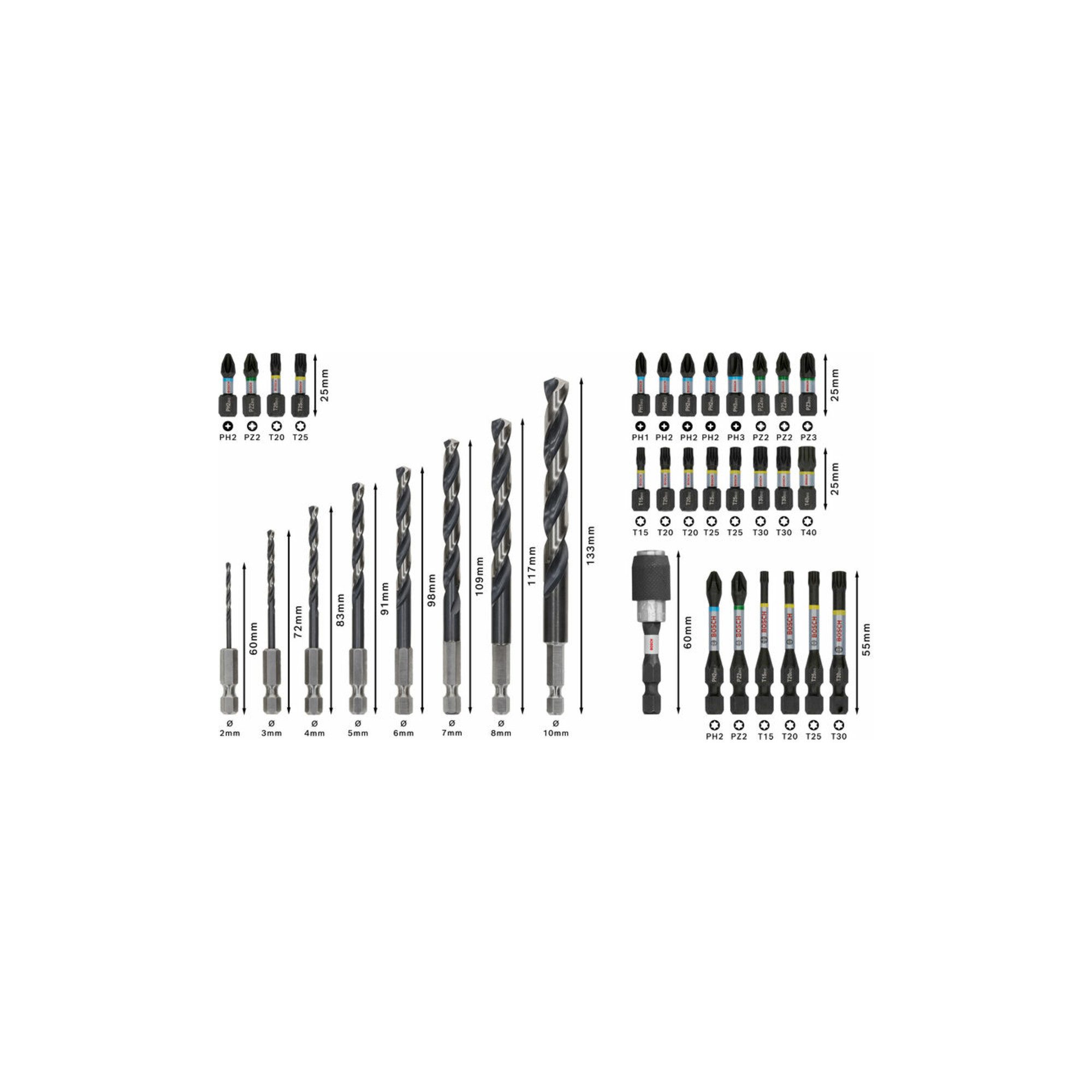 Bosch Professional Bit- und Steckschlüsselset Bosch PRO Impact Metal Set, Display, 6 x 35-tlg