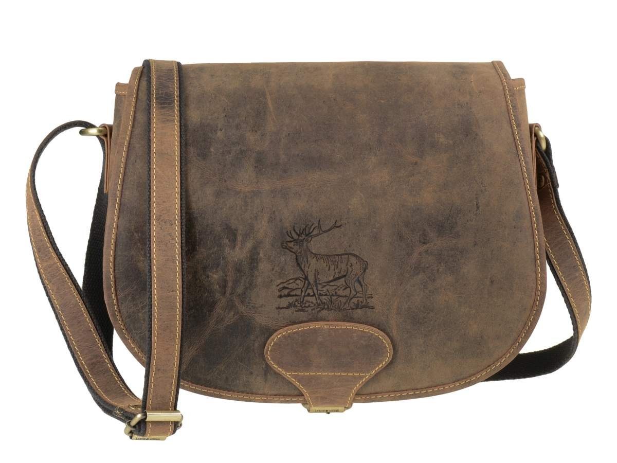 30cm, Hirsch-Prägung Schultertasche, Vintage Hunting, Jagdtasche große Umhängetasche Greenburry