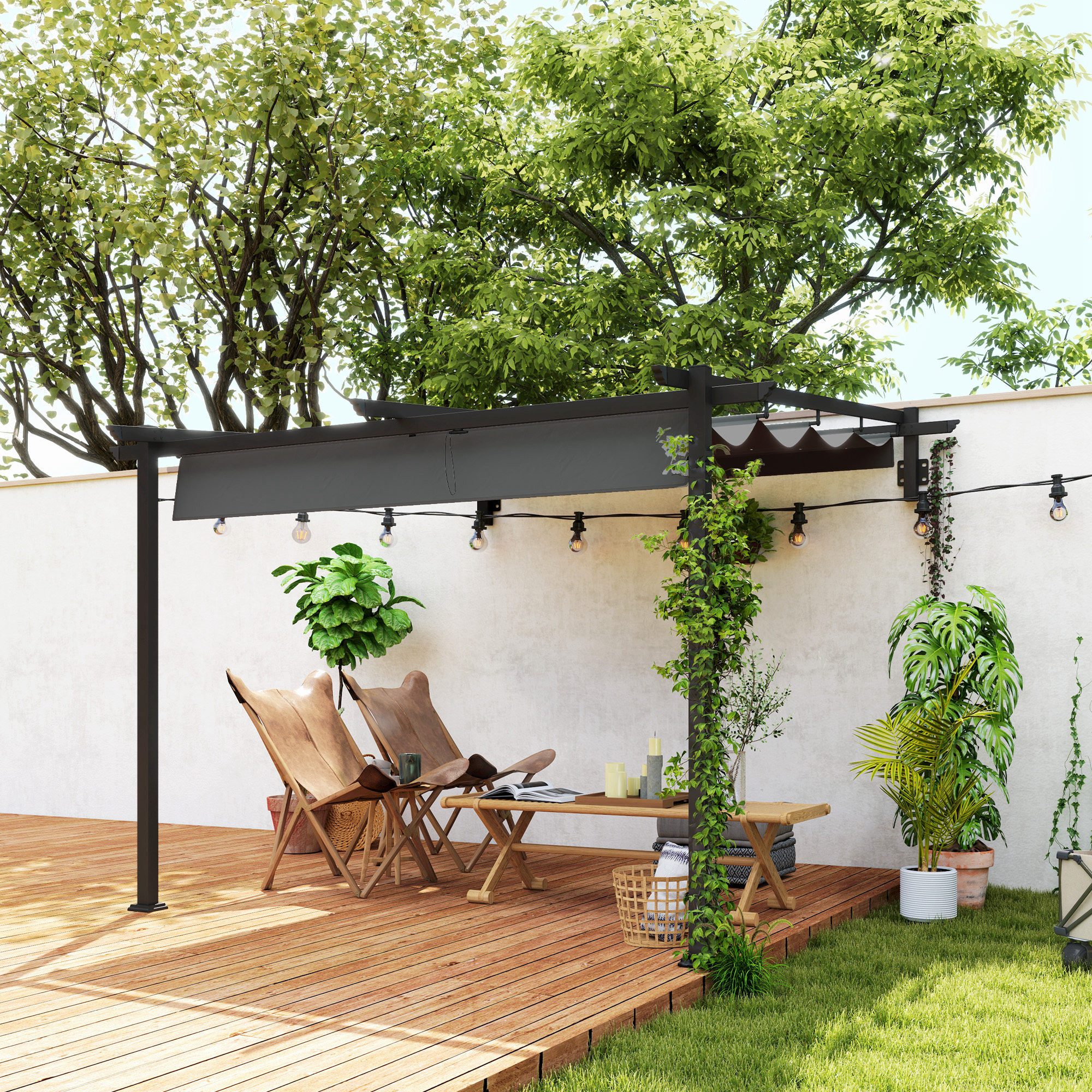 Outsunny Pergola ca. 3x3m, aus Aluminium, günstig online kaufen