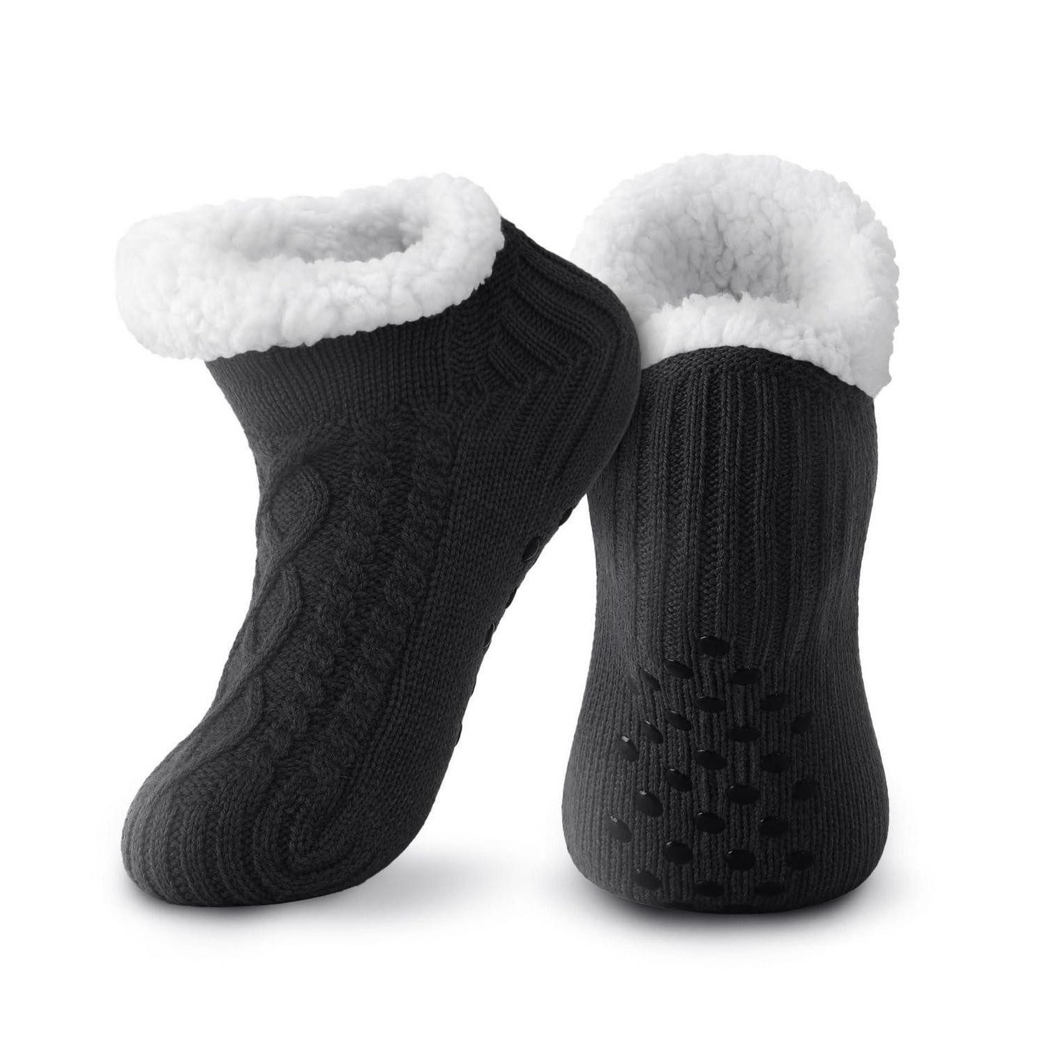 LuxusKollektion Haussocken Haussocken mit Stoppern Schwarz 36-42