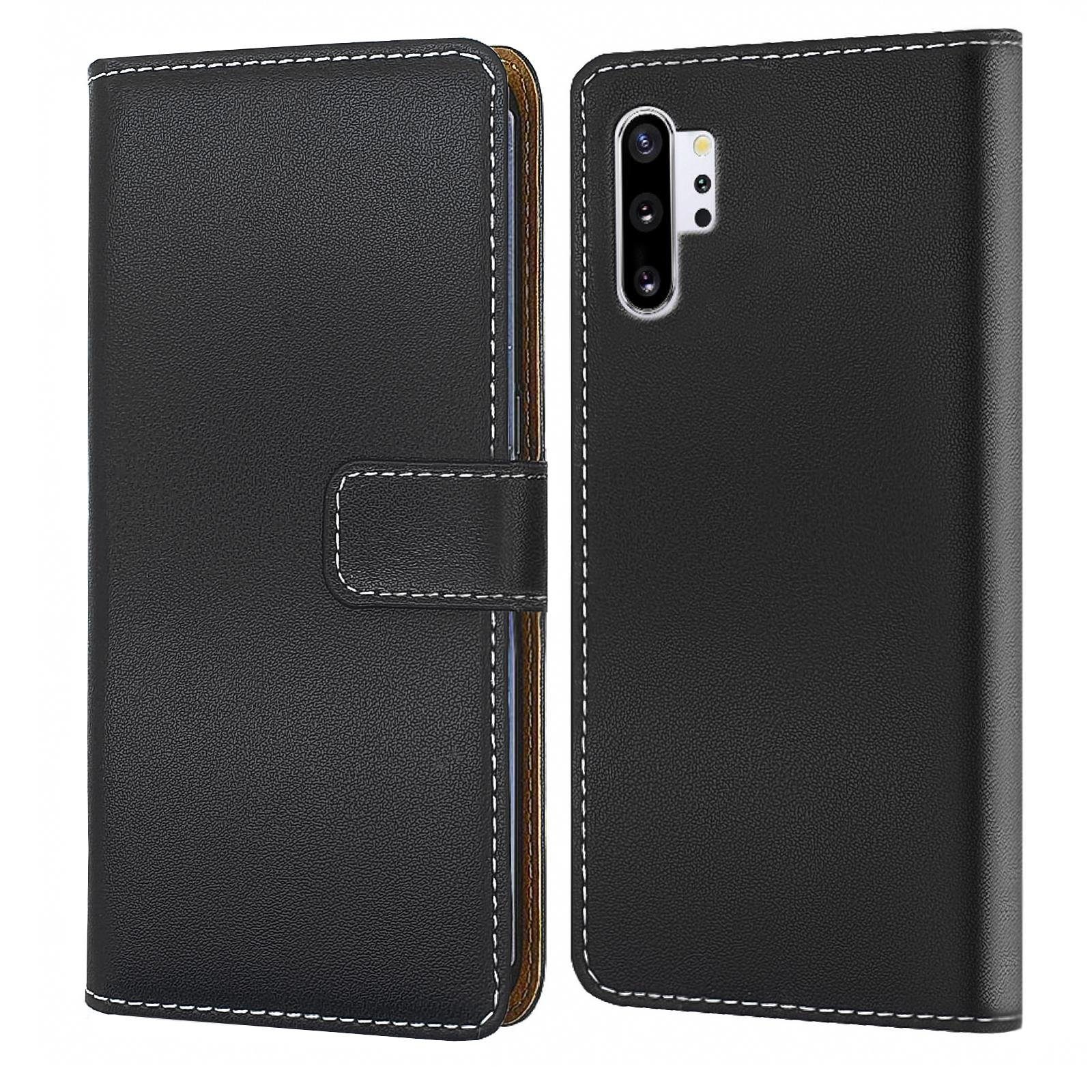 Numerva Handyhülle Bookstyle Etui Handytasche für Samsung Galaxy Note 10 / Plus / Lite, Klapphülle Flip Cover Schwarz