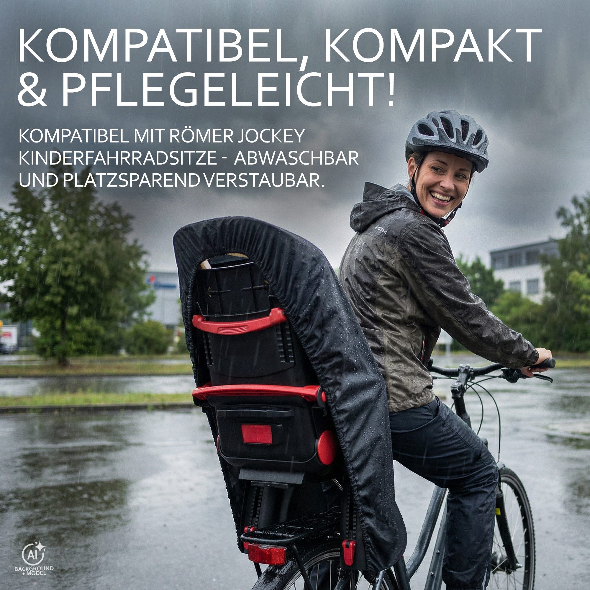 BambiniWelt by Rafael K. Fahrradkindersitz Regenschutz Regenhaube Verdeck kompatibel mit Römer Jockey Fahrradsitz