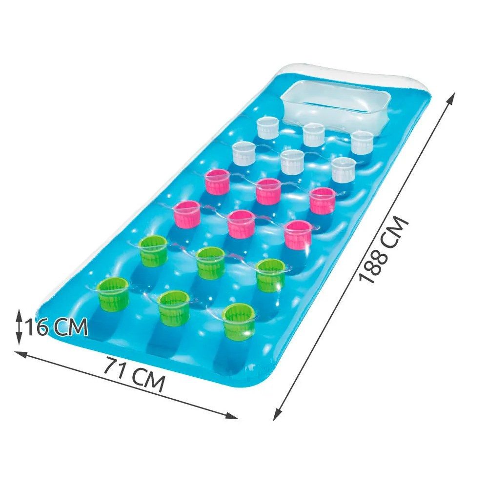 BESTWAY Luftmatratze Wasserliege Badeliege Strandmatratze, (Spar-Set, 1-St., 188 x 71 x 16 cm robust), Sichtfenster, Reparaturflicken, 90 kg Traglast