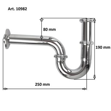 Stabilo Sanitär Siphon Bad Waschbecken Siphon 1 1/4 Zoll x 32 mm Röhrensiphon verchromt