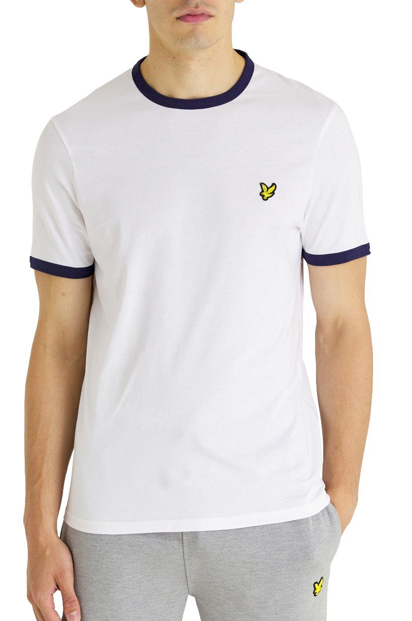 Lyle & Scott T-Shirt Mit Kontrastierender Zierleiste Weiß/Marine