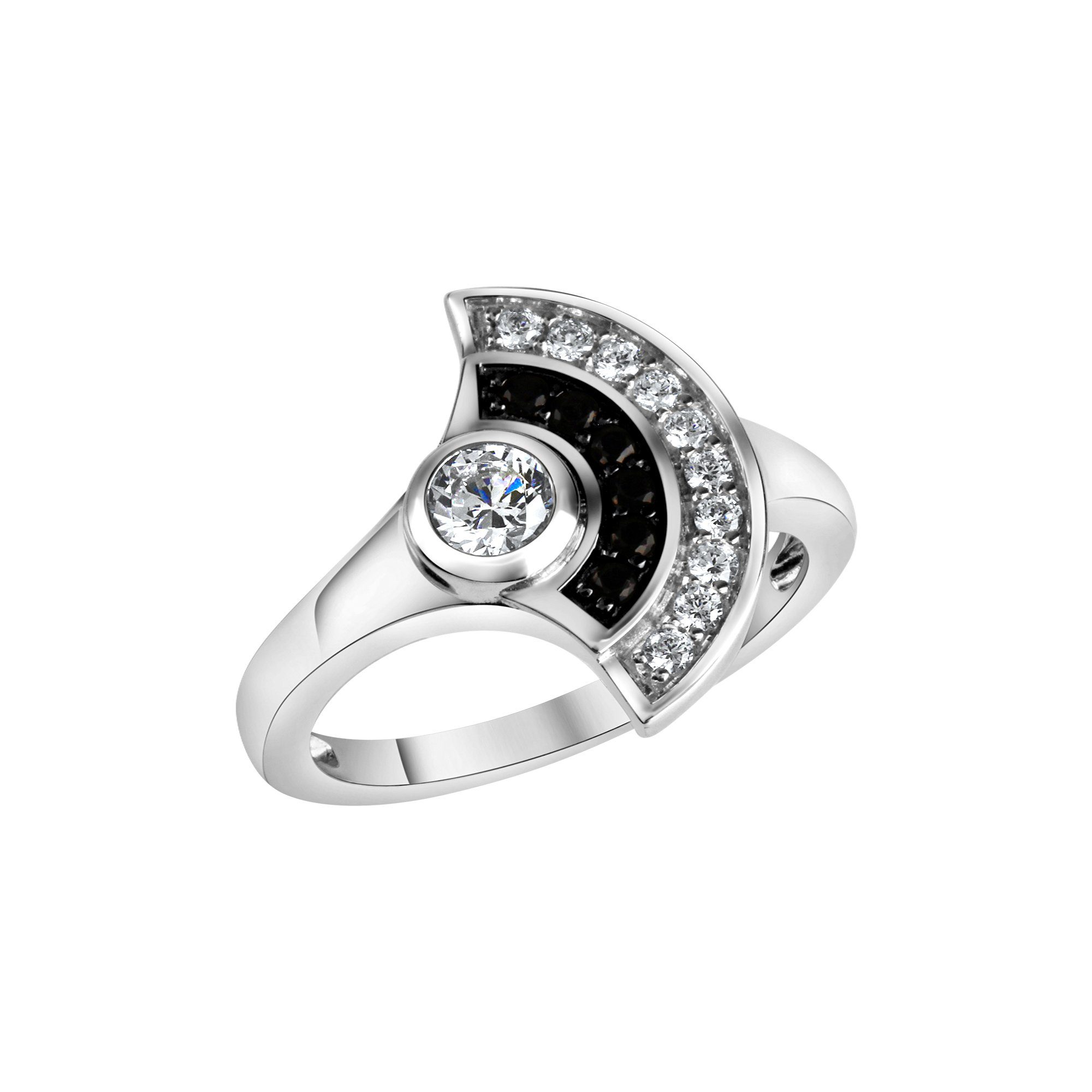 rhodiniert Silber 925/- Fingerring Ausgefallene Zirkonia, rhodiniert aus Silber Ring Vivance 925-Sterling