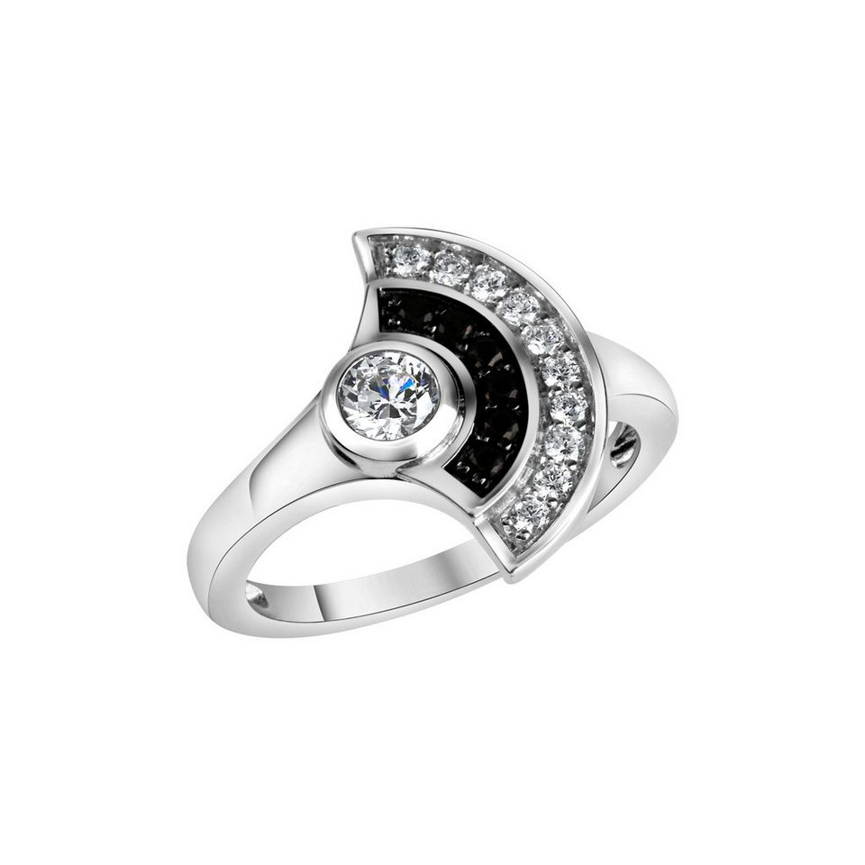Zirkonia, Silber rhodiniert 925-Sterling 925/- Ring aus Silber Ausgefallene rhodiniert Fingerring Vivance