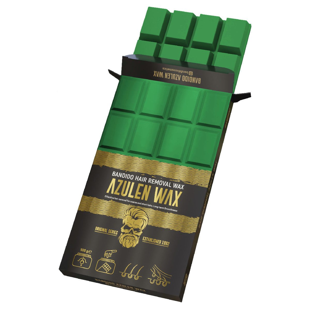 Bandido Warmwachs-Haarentferner Bandido Hair Removal Wax Heißwachs Schokoladenform 500g Azulen