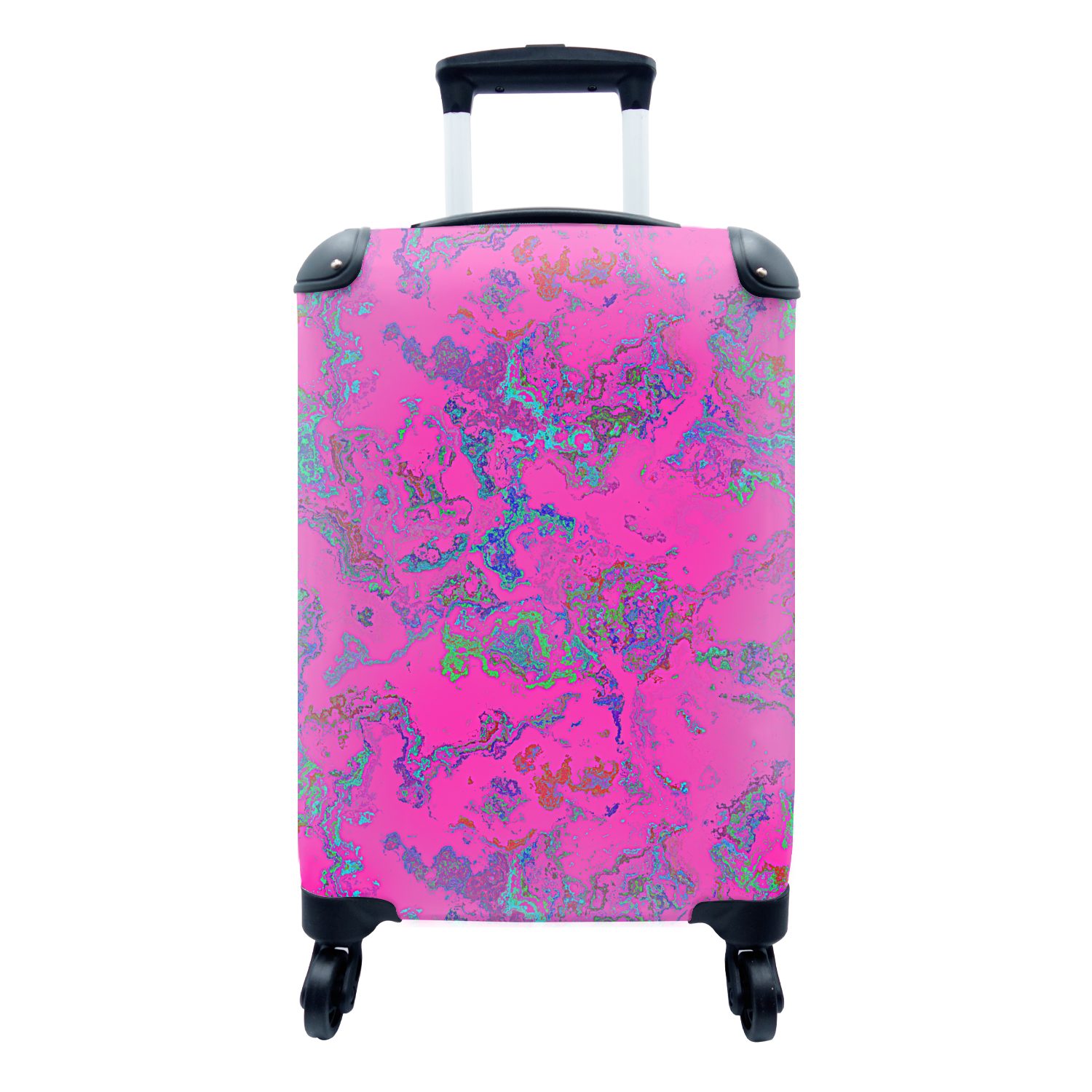 MuchoWow Handgepäckkoffer Marmor - Neon - Muster, 4 Rollen, Reisetasche mit rollen, Handgepäck für Ferien, Trolley, Reisekoffer