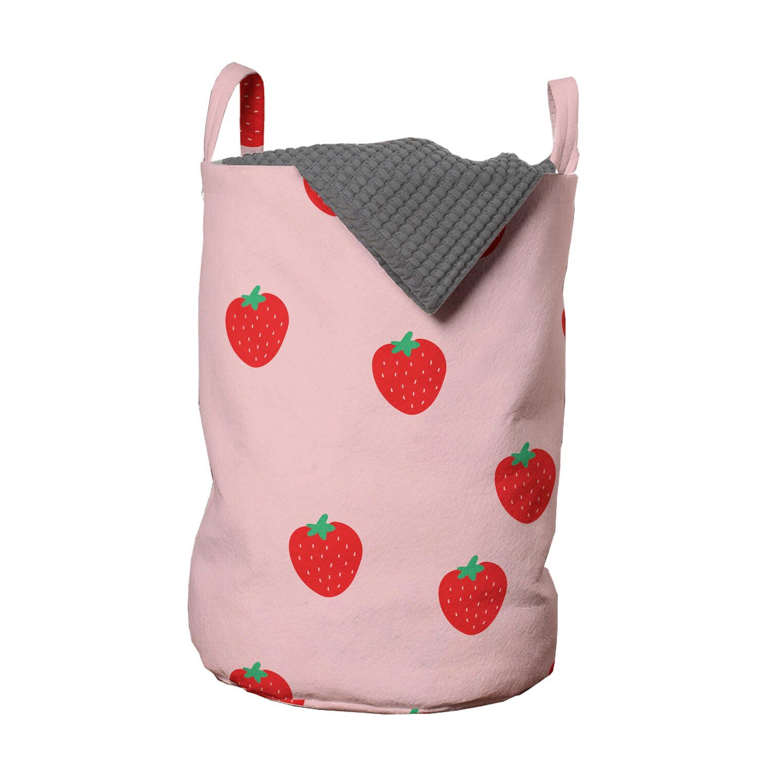 Abakuhaus Wäschesäckchen für Erdbeere Wäschekorb Kordelzugverschluss mit Cartoon-Sommer-Früchte Waschsalons, Griffen