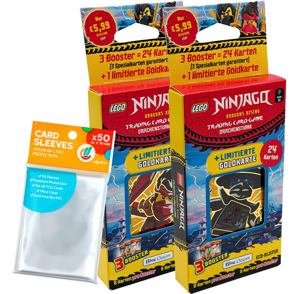 Blue Ocean Sammelkarte Ninjago Serie 11 - 2 verschiedene Spezial Blister + collect-it Hüllen