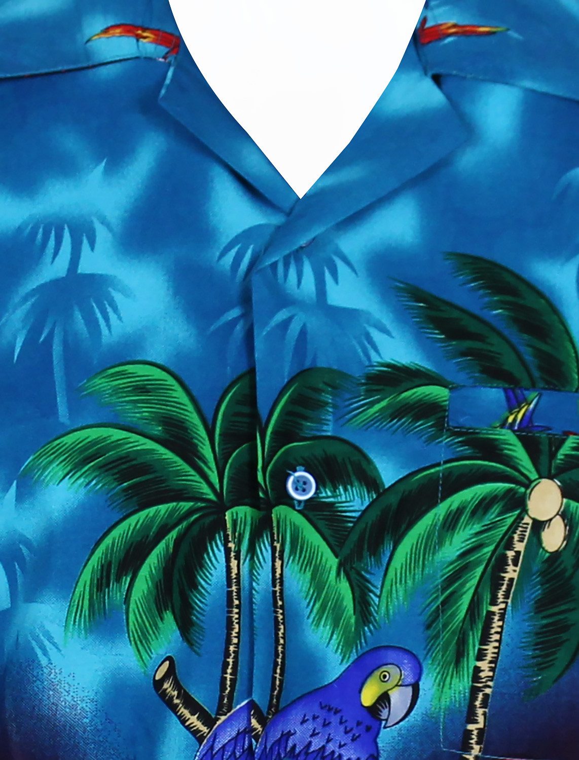 King Kameha Hawaiihemd Parrot Funky Hawaii-Hemd Herren Kurzarm Front-Tasche Stylish Unisex