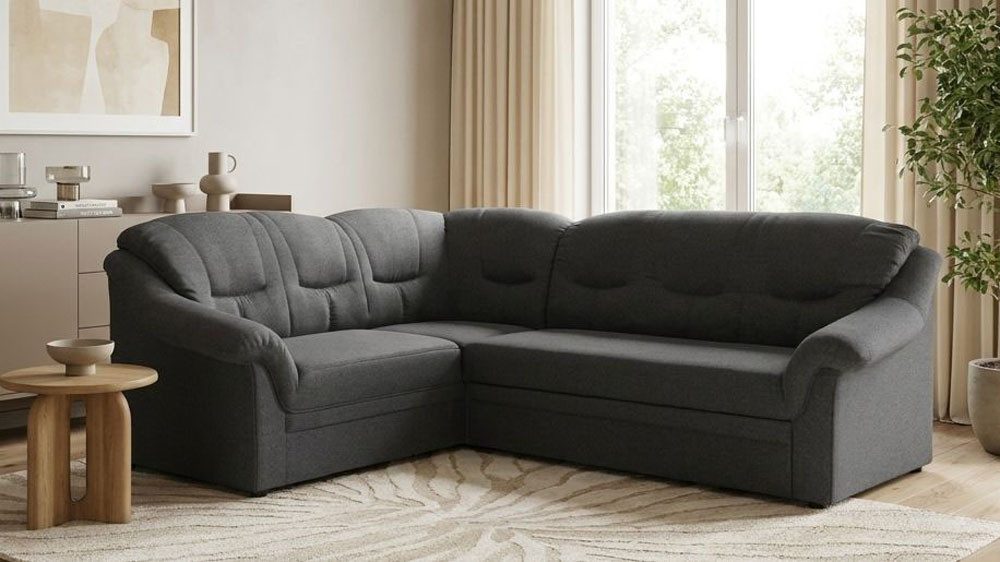 OTTO home Ecksofa Nyborrg 234 x 185 cm, auch mit Schlaffunktion, formschön & stabil, Wahlweise mit Bettfunktion, L-Form, moderne Steppung