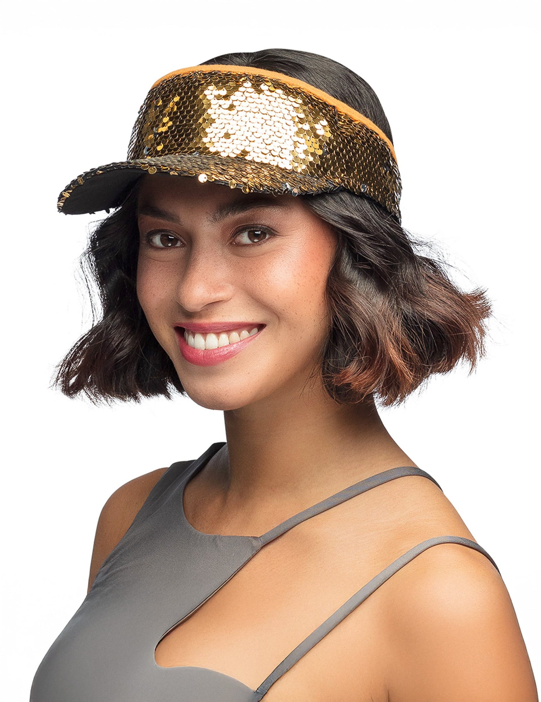 Boland Kostüm Visor Pailletten Gold – Glitzer-Visier für Erwachsene goldfarben