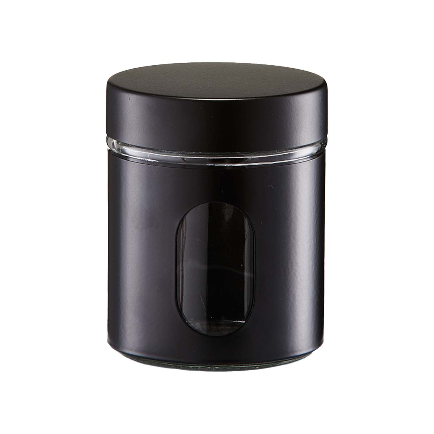 Zeller Present Vorratsglas 6 Stück Vorratsglas mit Metalldeckel, schwarz - Ø 10,2 x 12,5cm, Glas, (6-tlg) – Bild 2 von 3