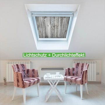 Sonnenschutz Holz-Optik Textur hellgraues Holz Paneele Dielen mit Asteinschlüssen, Wallario, blickdicht, mit Saugnäpfen, wiederablösbar und wiederverwendbar