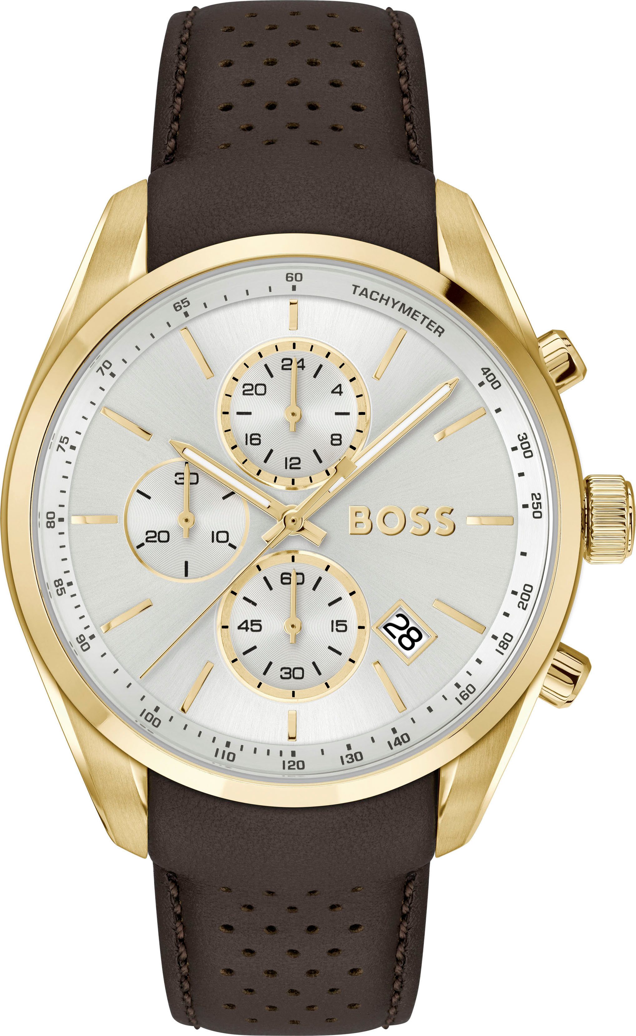 BOSS Quarzuhr GRAND PRIX 44 1514225, Quarzuhr, Armbanduhr, Herrenuhr, Leder günstig online kaufen