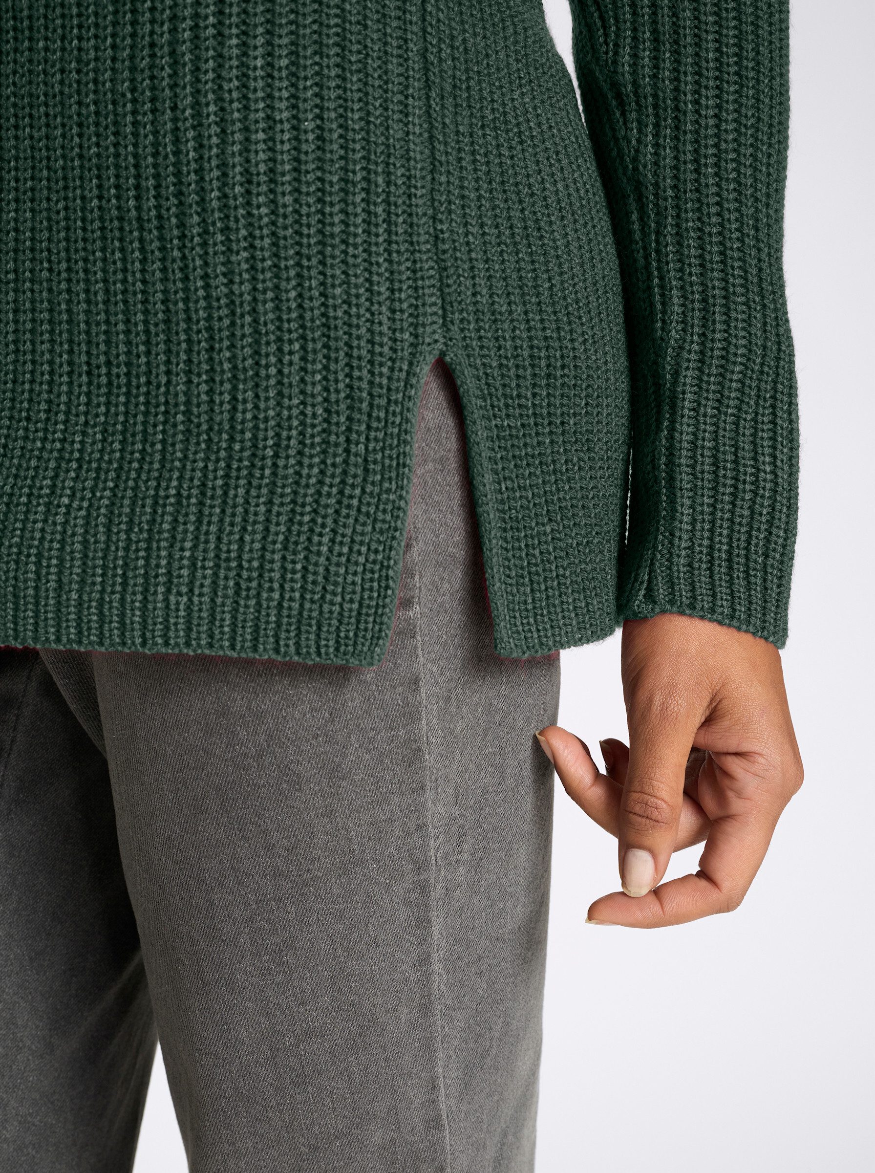Sieh an! Strickpullover Longpullover Langarm Perlfang