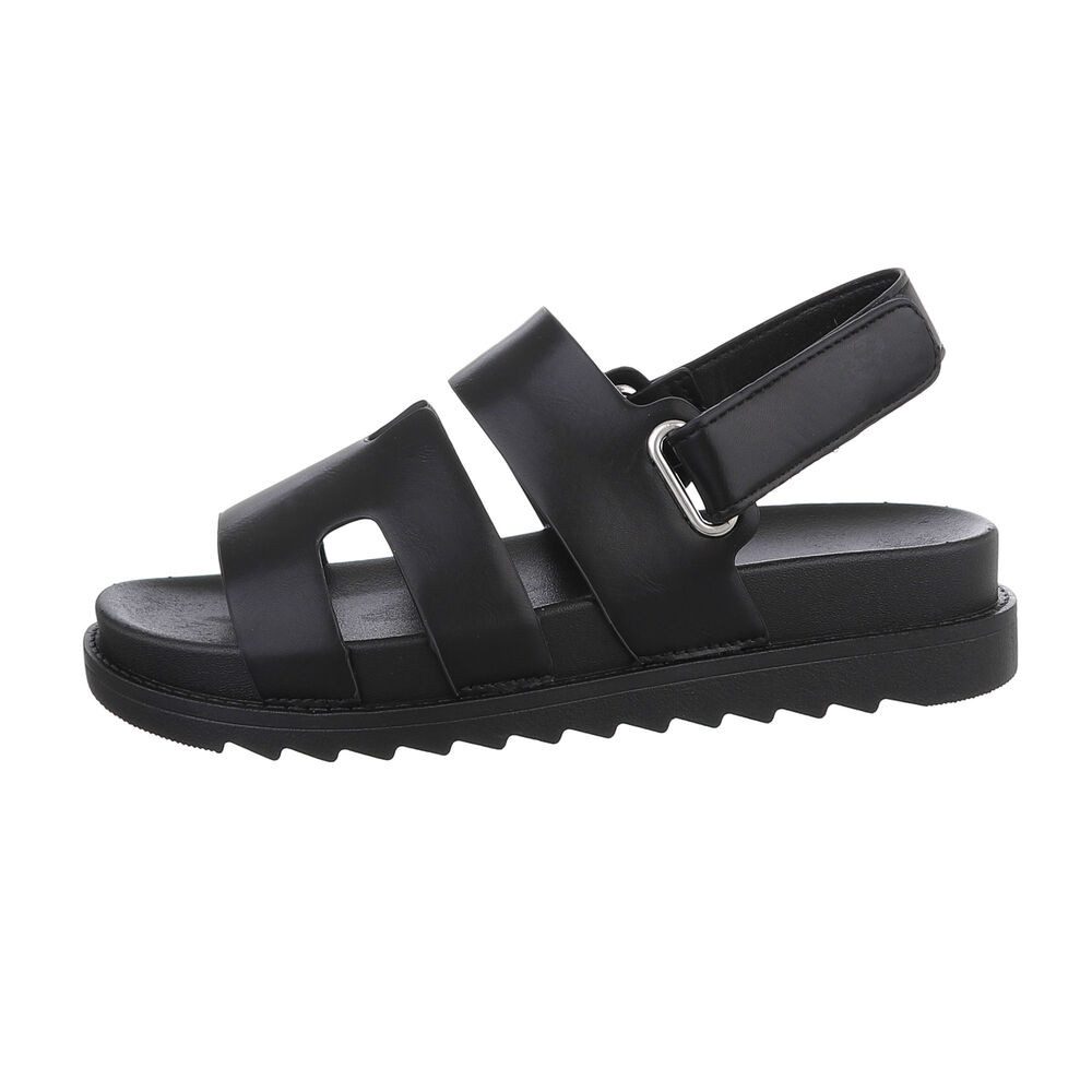 Ital-Design Damen Freizeit Riemchensandalette (85960173) Keilabsatz/Wedge Keilsandaletten in Schwarz