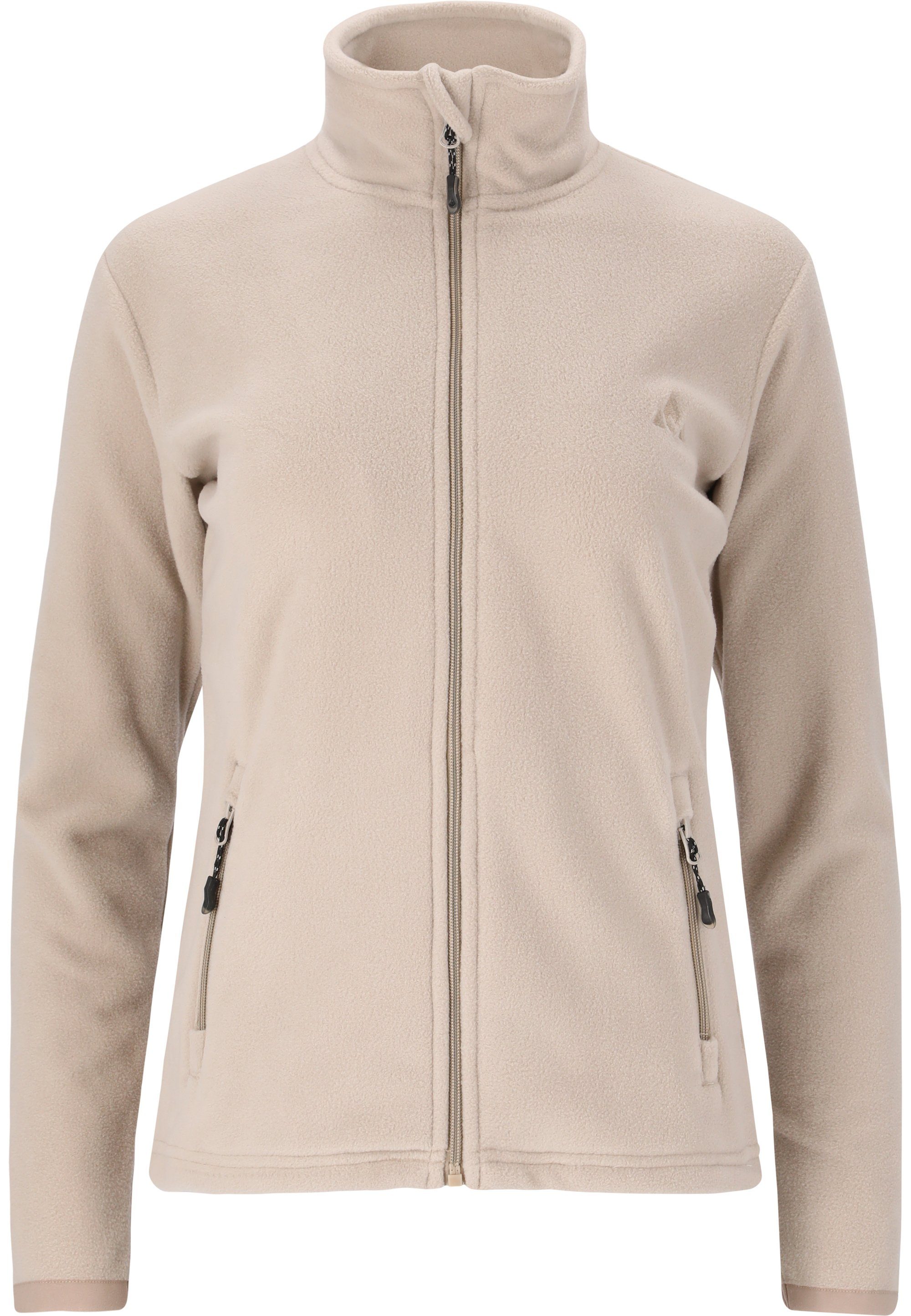 Fleecejacke taupe praktischem Tunnelzug Cocoon mit WHISTLER