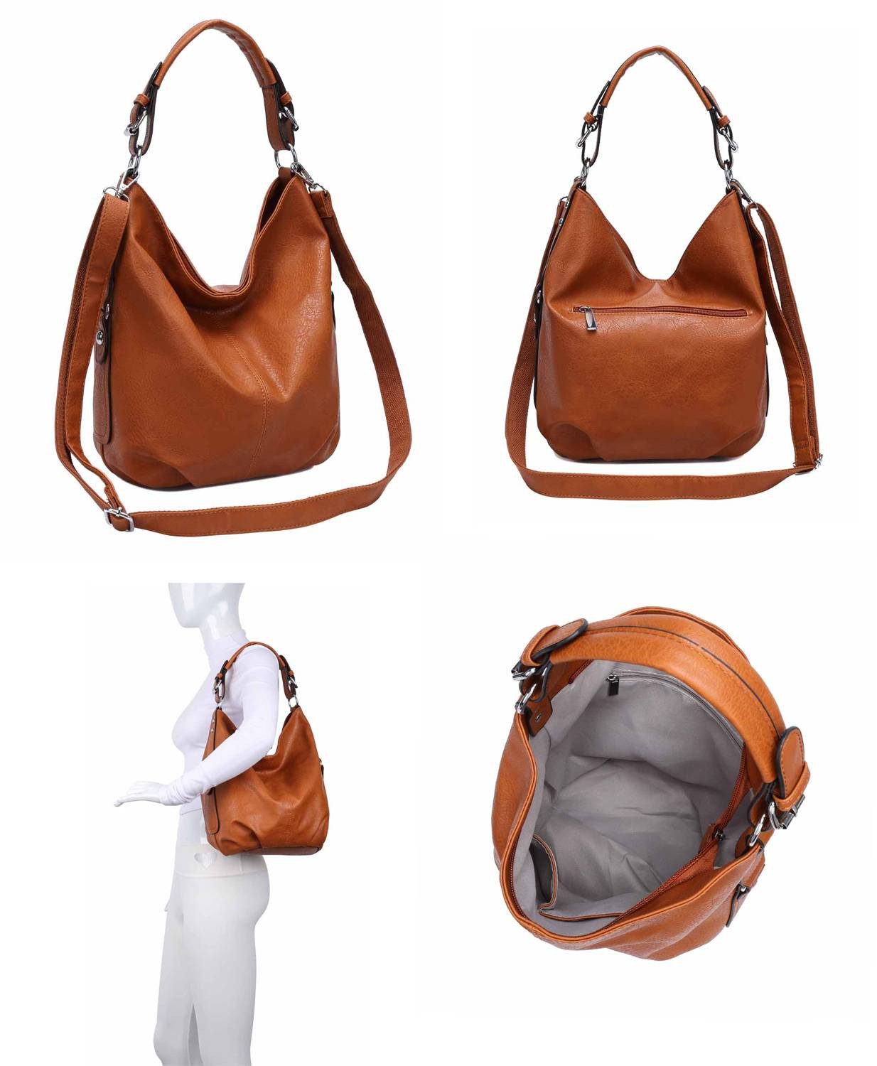 ITALYSHOP24 Schultertasche DAMEN SHOPPER Hobo Bag Umhängetasche Handtasche günstig online kaufen