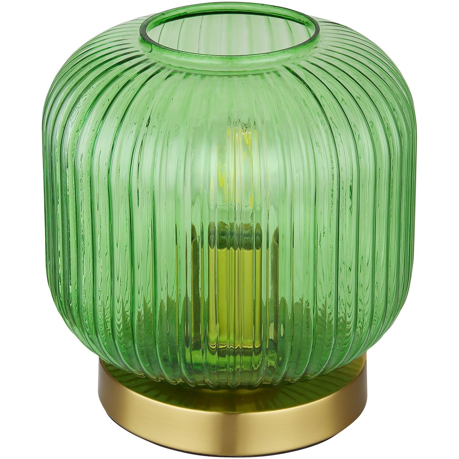 Tischleuchte Tischleuchte Globo Tischlampe Messing GLOBO Grün Glas Wohnzimmer Retro