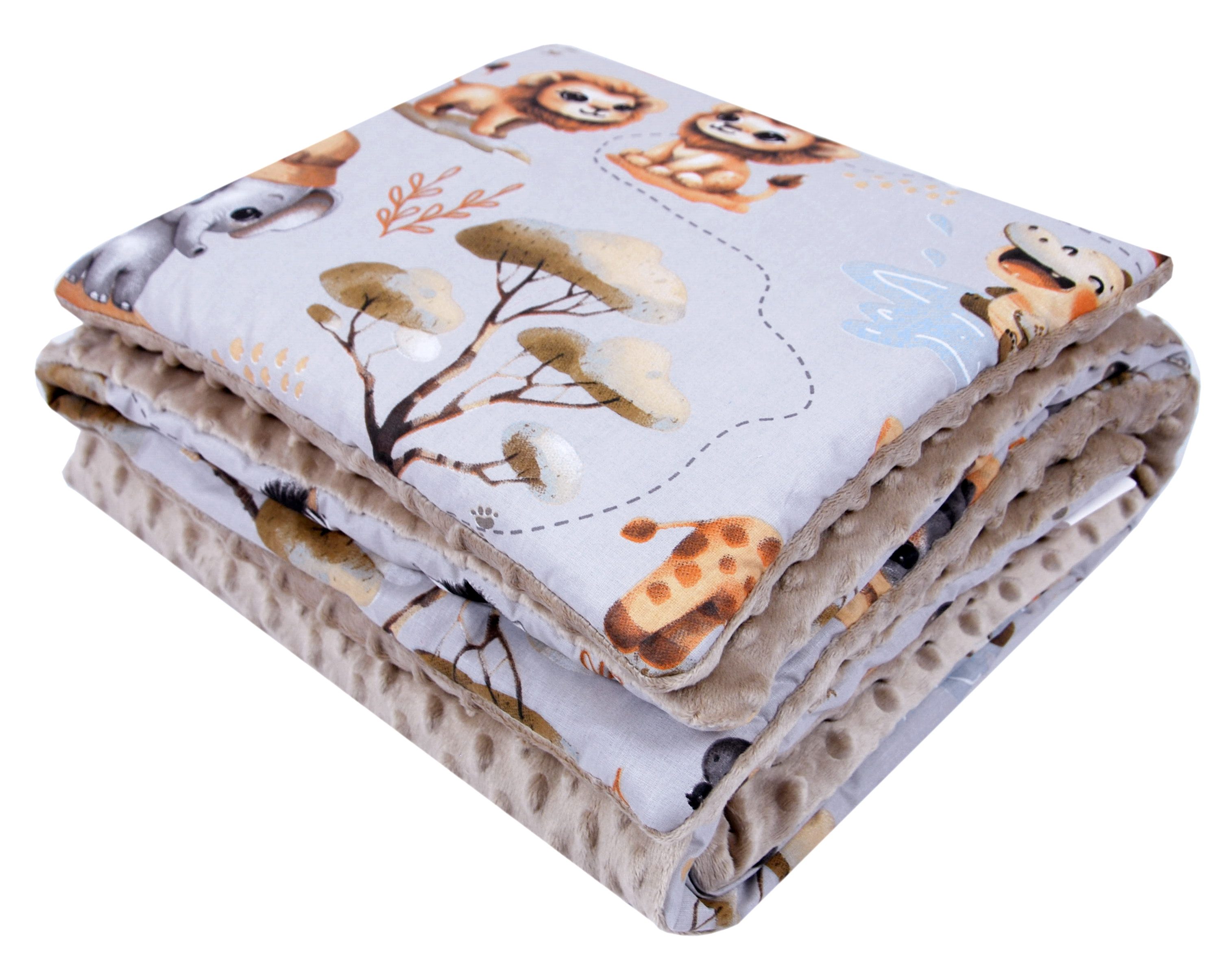 Babydecke BABYLUX Babydecke Krabbeldecke MINKY Kuscheldecke 75x100 cm+KISSEN, BabyLux, K149 - Beige + Dschungel