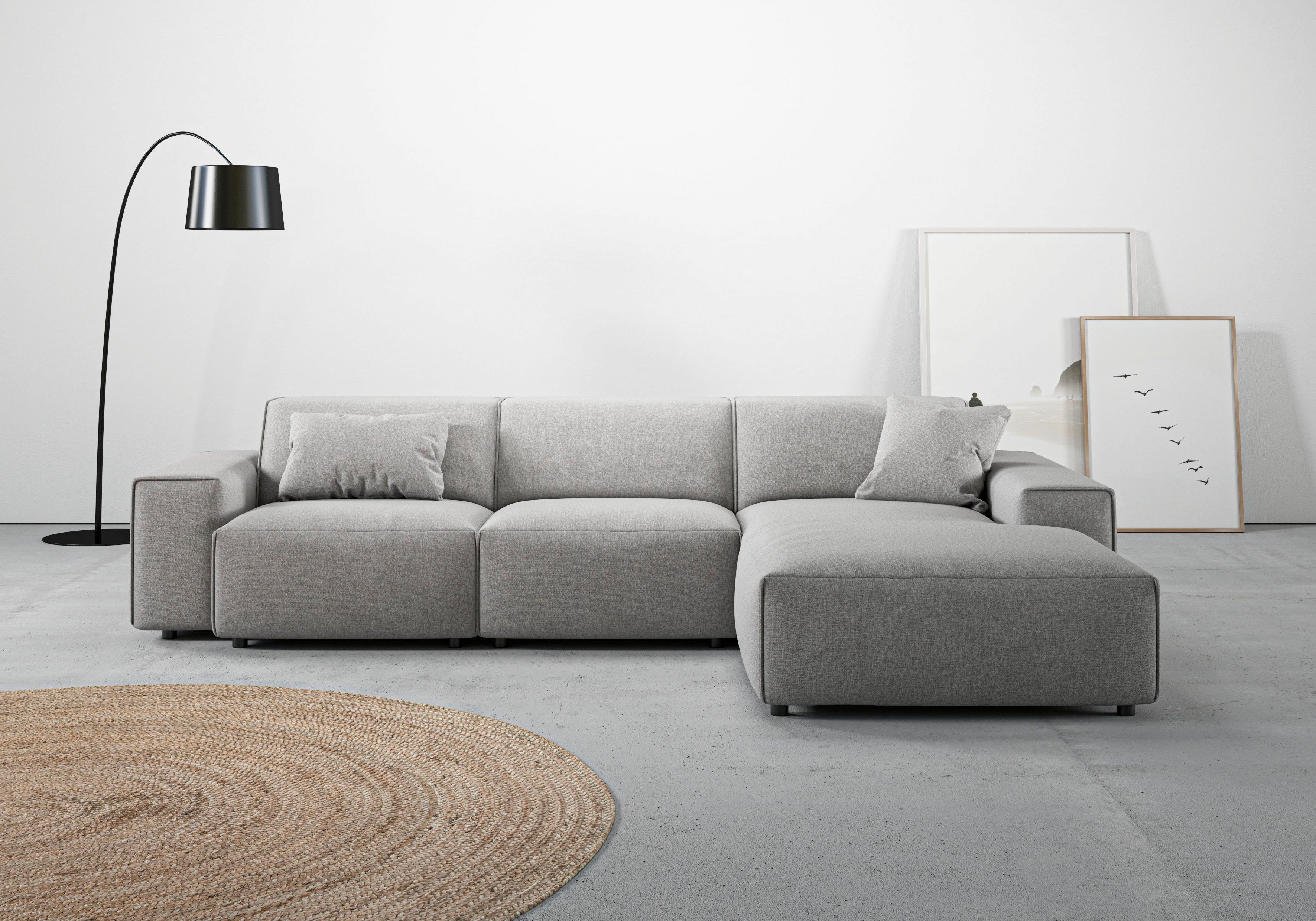 Home affaire Ecksofa Glimminge auch in Breitcord, Feincord, Bouclé + Easy care-Bezug, L-Form, Breite 294, Zierkissen