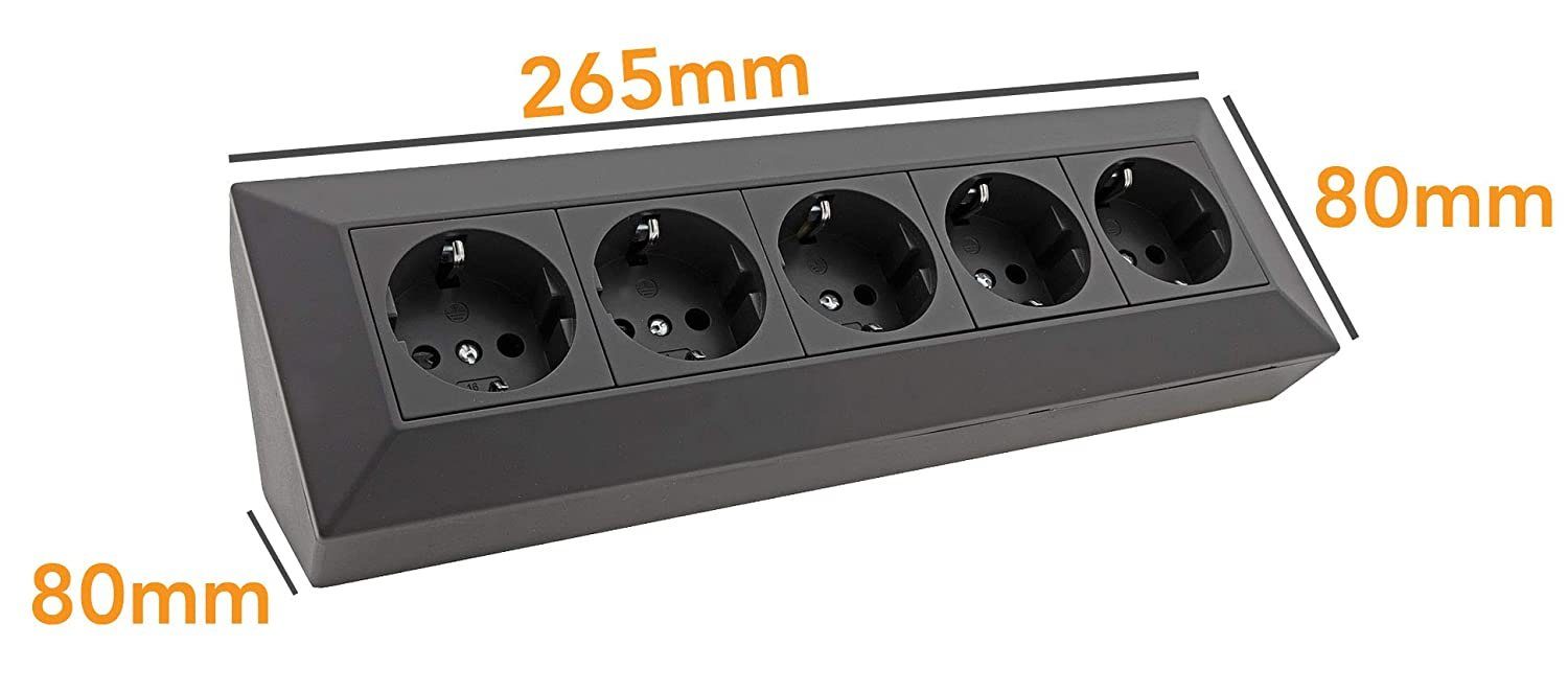 ChiliTec 4-fach Steckdosenblock + 2x USB, schwarz Mehrfachsteckdose – Bild 2 von 4
