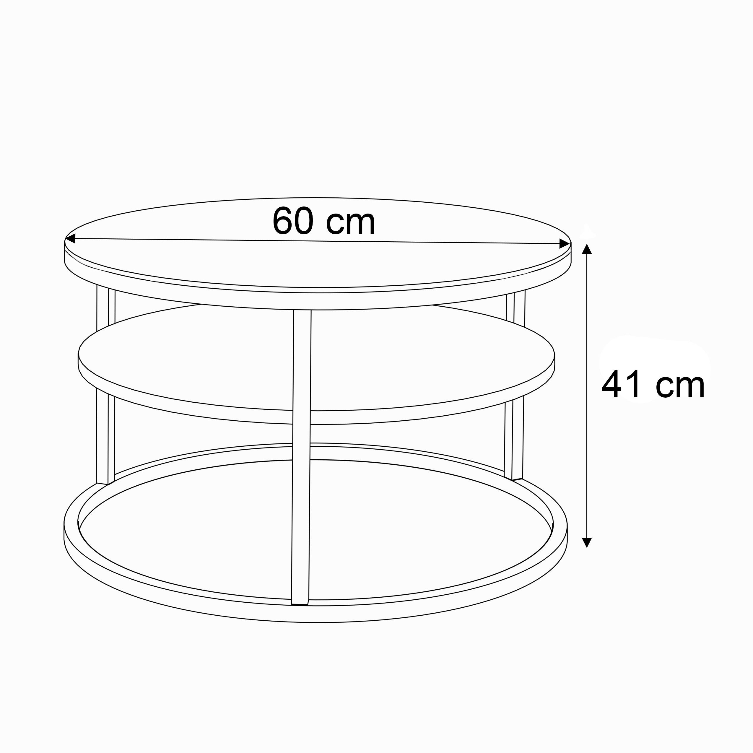 Lookway Couchtisch CIRI GLASS 60 mit weißem Gestell und Ablage (1 Tische), Durchmesser: ⌀ 60 cm, Höhe: 41 cm – Bild 5 von 5