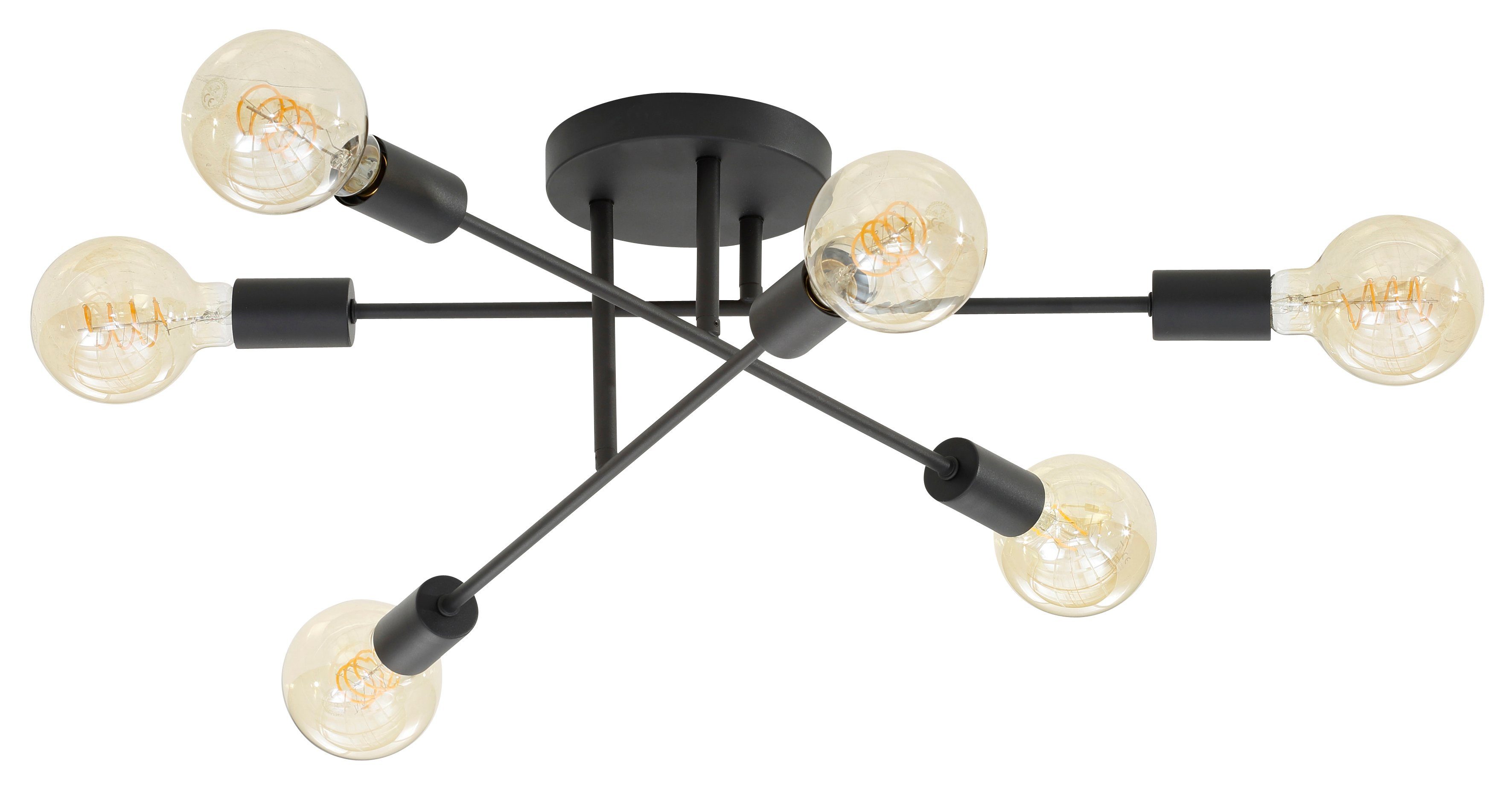 Leonique Deckenleuchte Jarla, ohne Leuchtmittel, goldfarbene/schwarze Fassungen, Arme flexibel verstellbar / schwenkbar | Deckenlampen