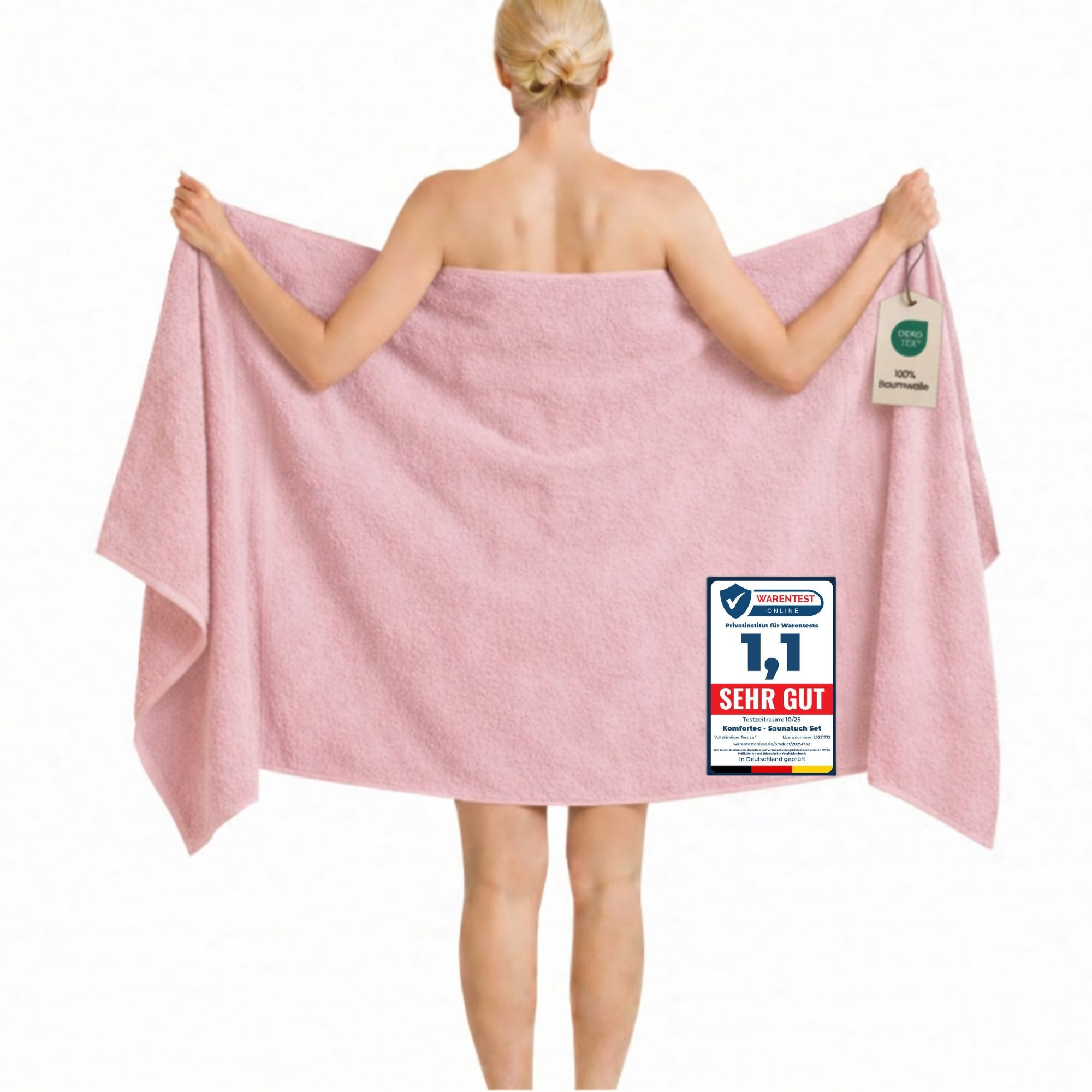 Komfortec Saunatuch 100x200 cm Badetuch aus 100% Baumwolle, Frottee (1-St), extra Große, Schnelltrocknend