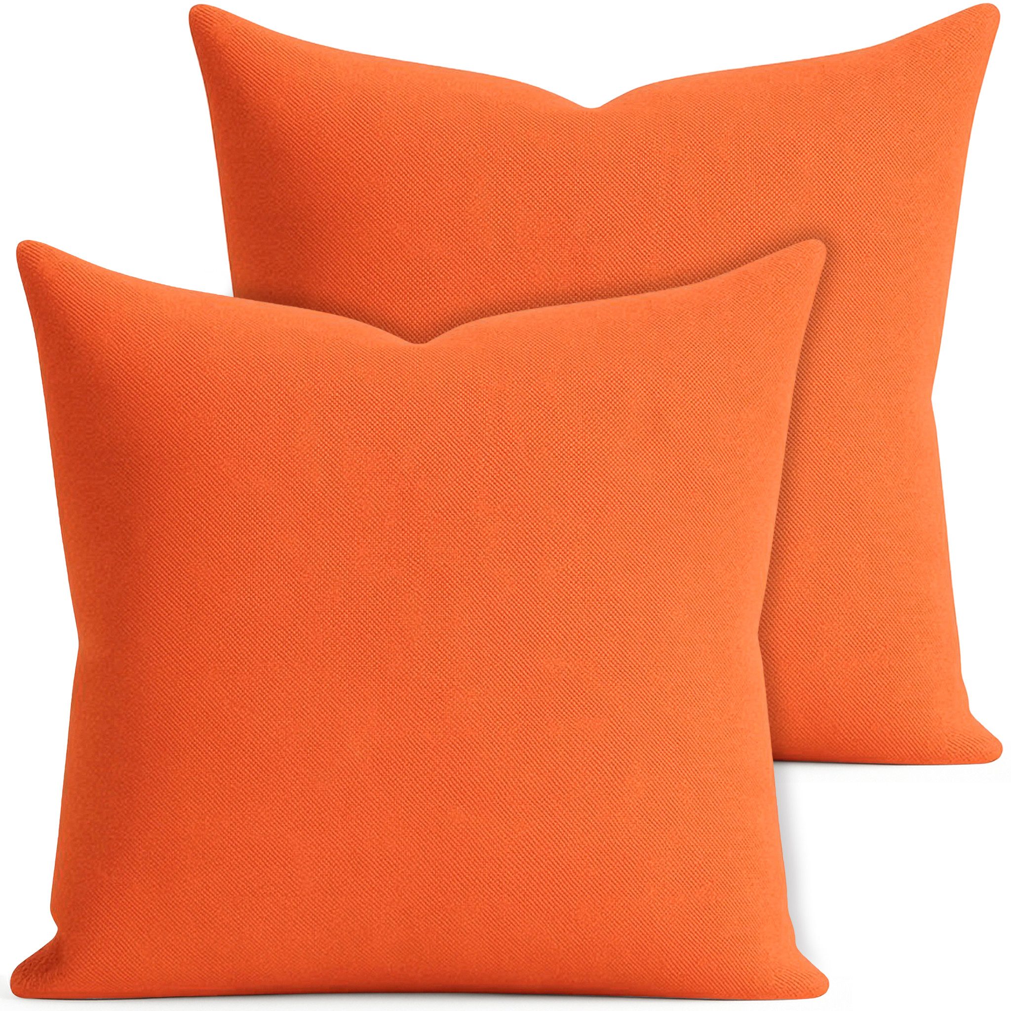 matches21 HOME & HOBBY Kissenbezüge 2er Set Kissenhülle 40x40 cm orange pflegeleicht mit Reißverschluss, (2 Stück), Zierkissen-Bezüge einfarbig für Couch-Kissen mit Lotuseffekt