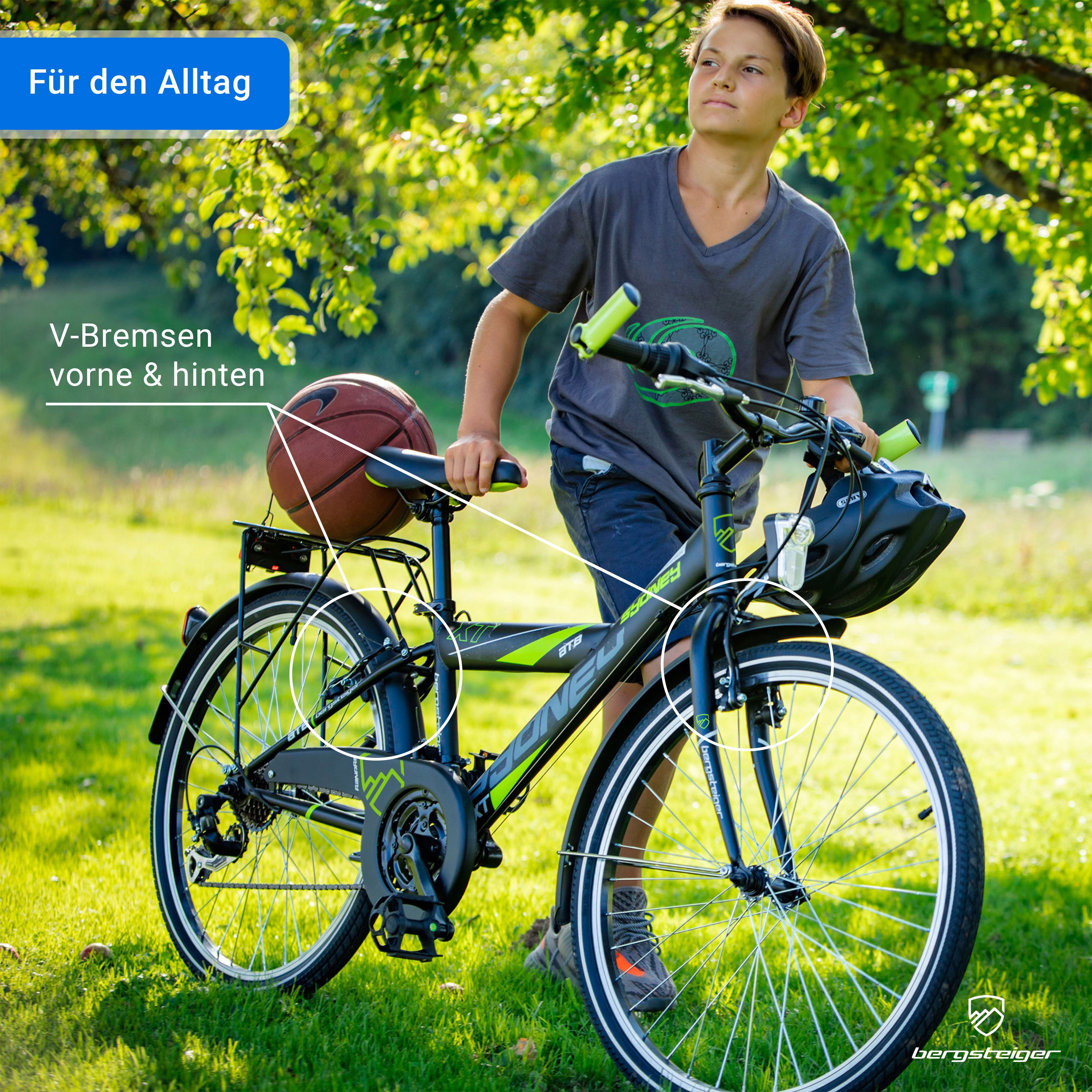 bergsteiger Kinderfahrrad Sydney 20, 24 Zoll, 6 - 9 Jahre, StVZO, Mädchen, Jungen, Shimano Tourney RD-TY300 Schaltwerk, Kettenschaltung, V-Bremsen, Dynamo