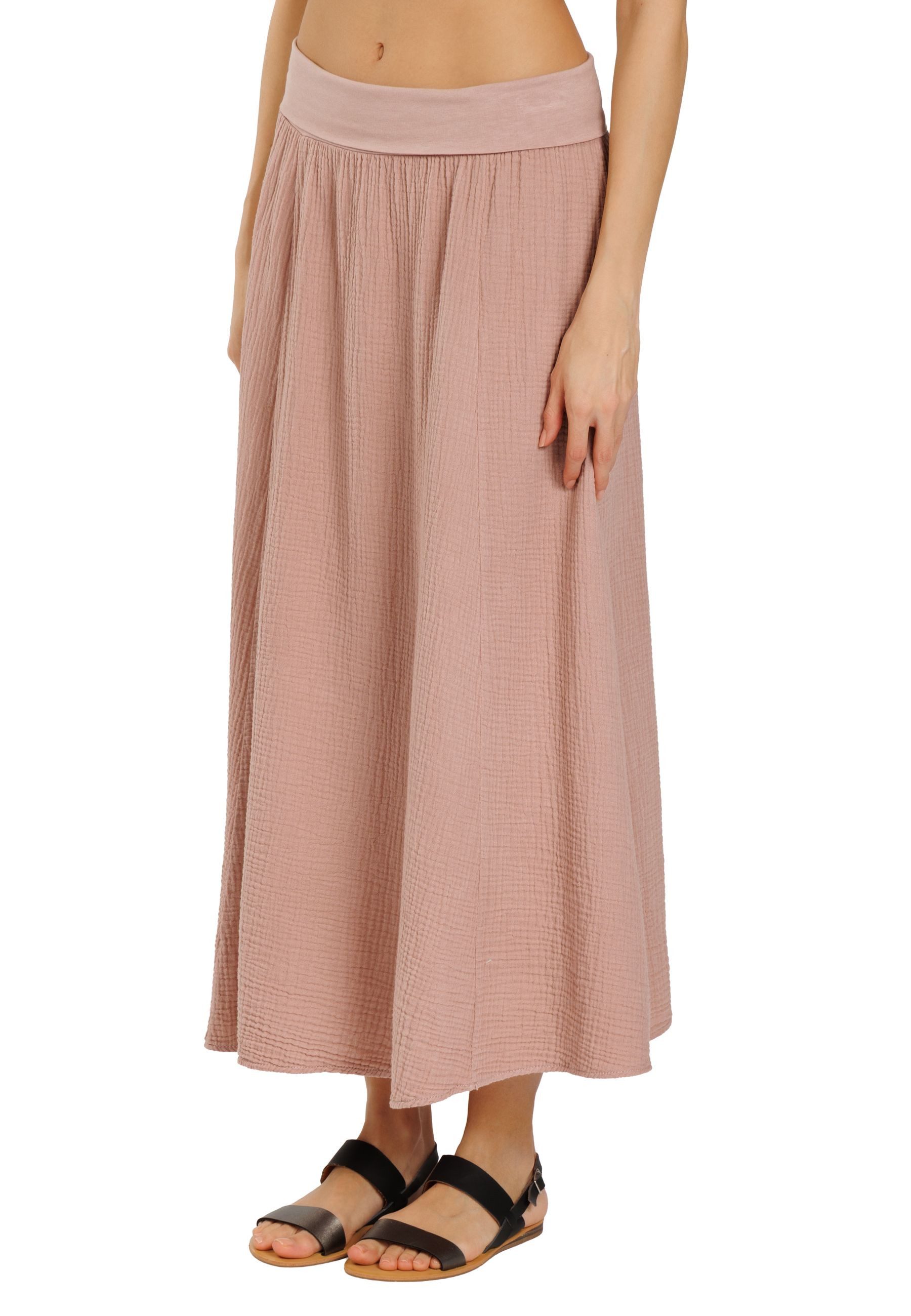 Caspar Maxirock Damen Musselin Maxi Rock lang 100% Baumwolle Made in Italy - Ro036