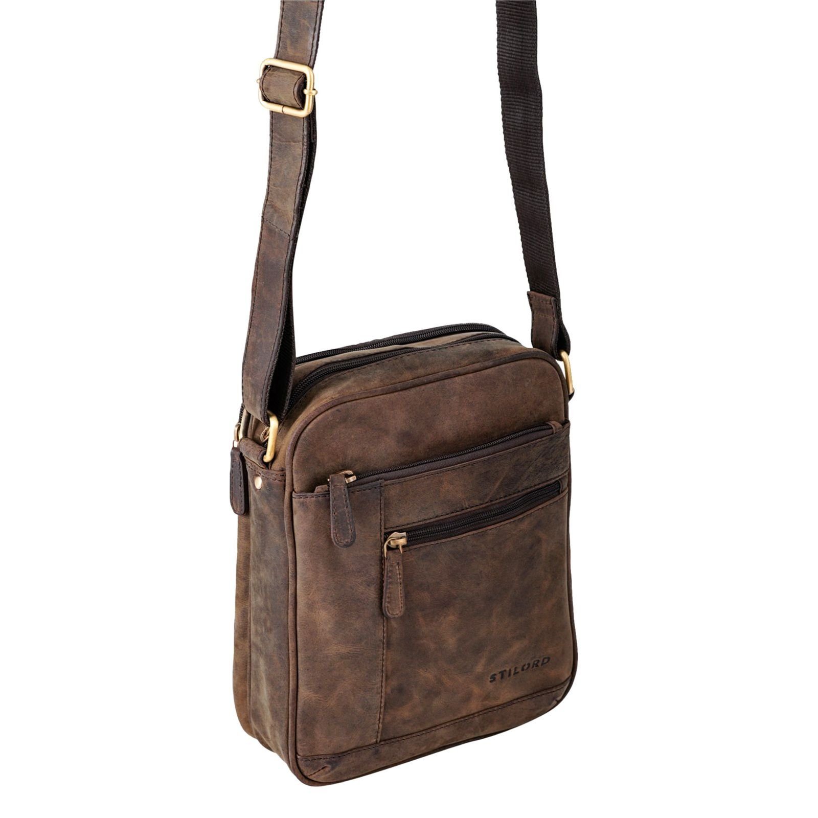"Diego" Vintage - Herrentasche Leder braun klein STILORD Messenger Bag zamora