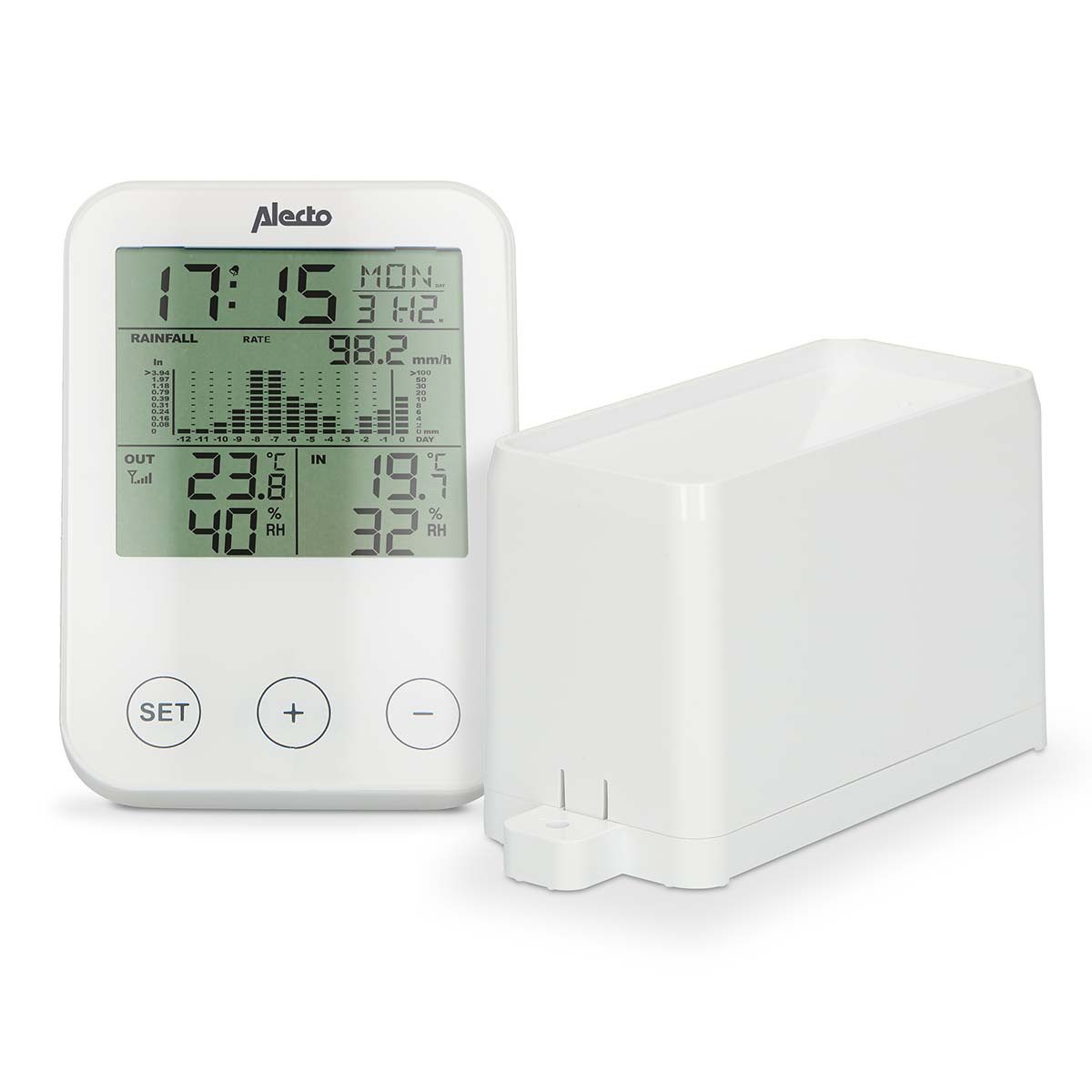 Alecto WS-1200 Wetterstation (Kabellose Niederschlagsmessung, Temperatursensor, für Zuhause)