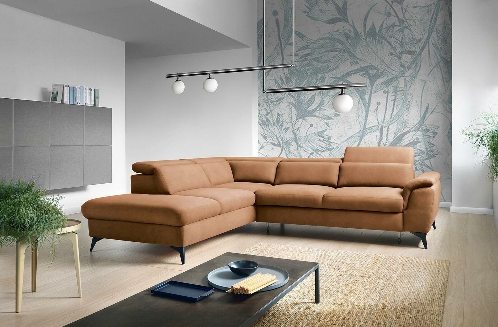 JVmoebel Ecksofa, Wohnzimmer Neu Polsterung Modern L-Form Braun Grün Design Sofas Ecksofa