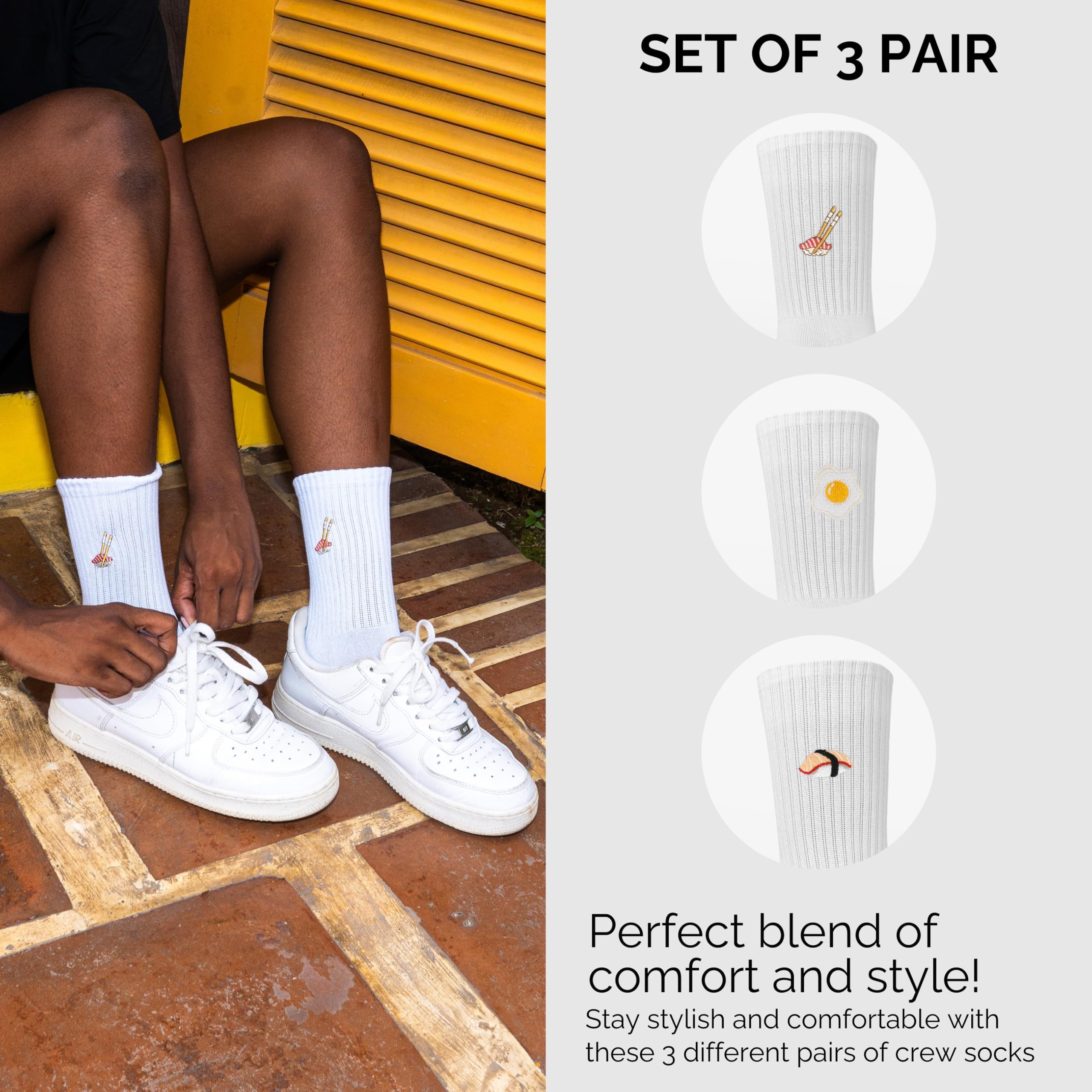 Made by Nami Socken 3 Paar Lustige Socken Damen & Herren mit Motiv im Set (Set, 3 Paar) Festival Accessoires, Motiv Food Sushi